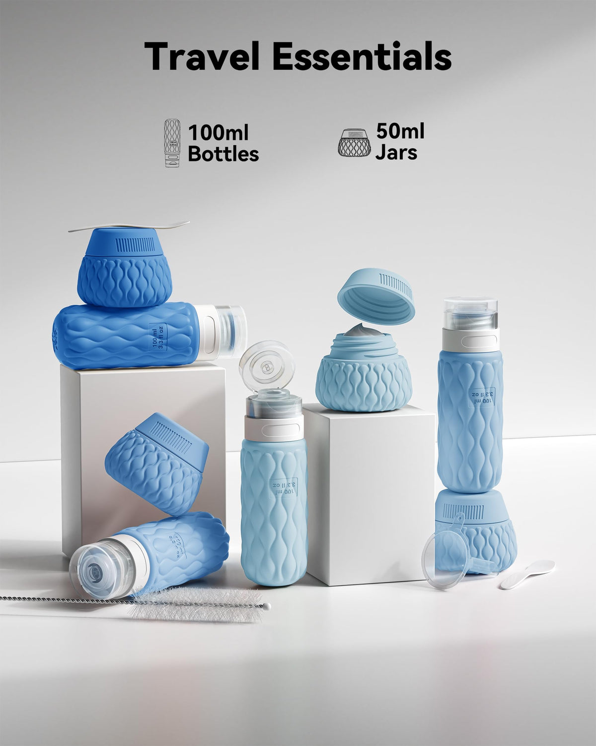100ml Silicone Travel Bottles for Toiletries for Shampoo and Conditioner