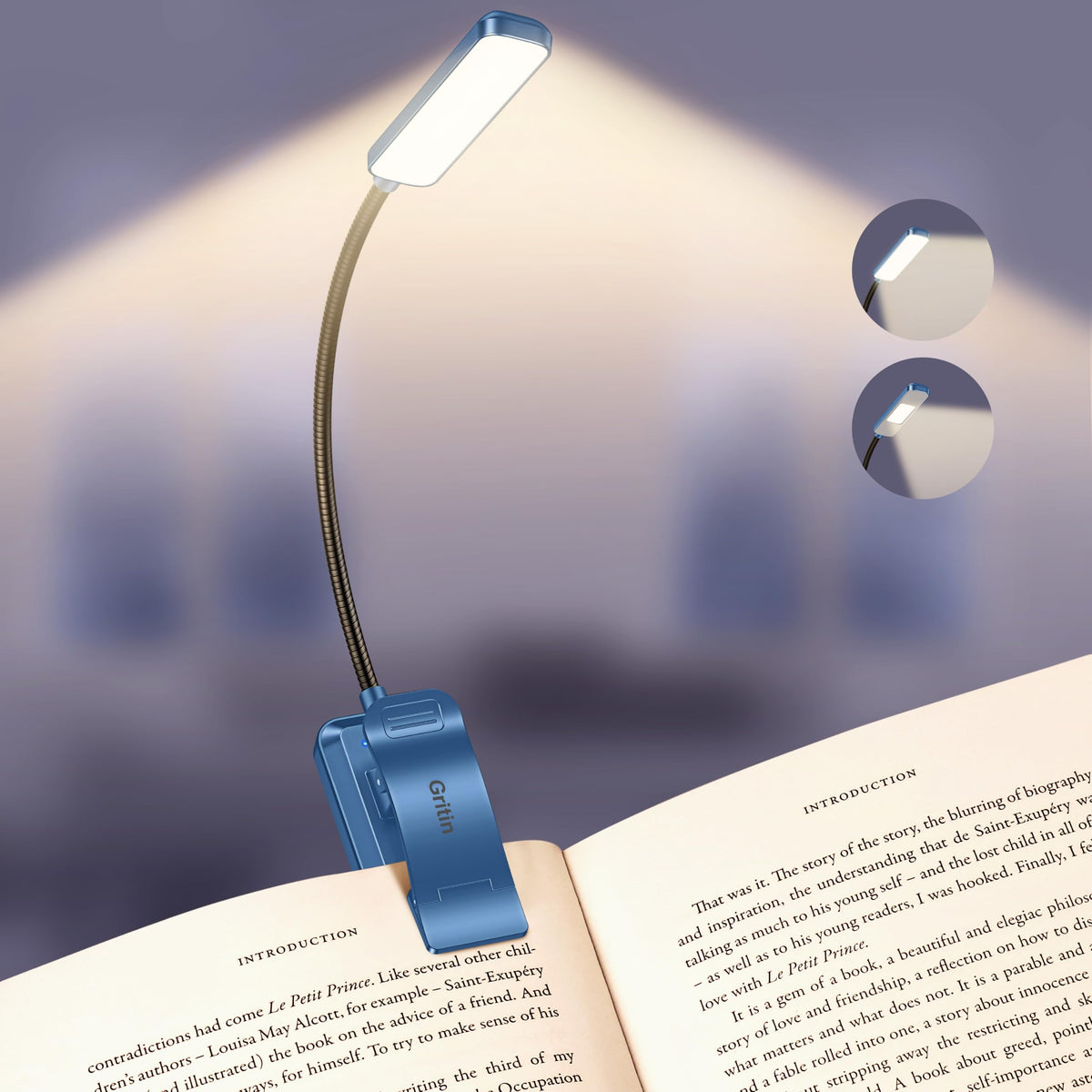 Gritin 2026 Gen 2 Book Light for Reading-30 Eye Caring Full Spectrum LED
