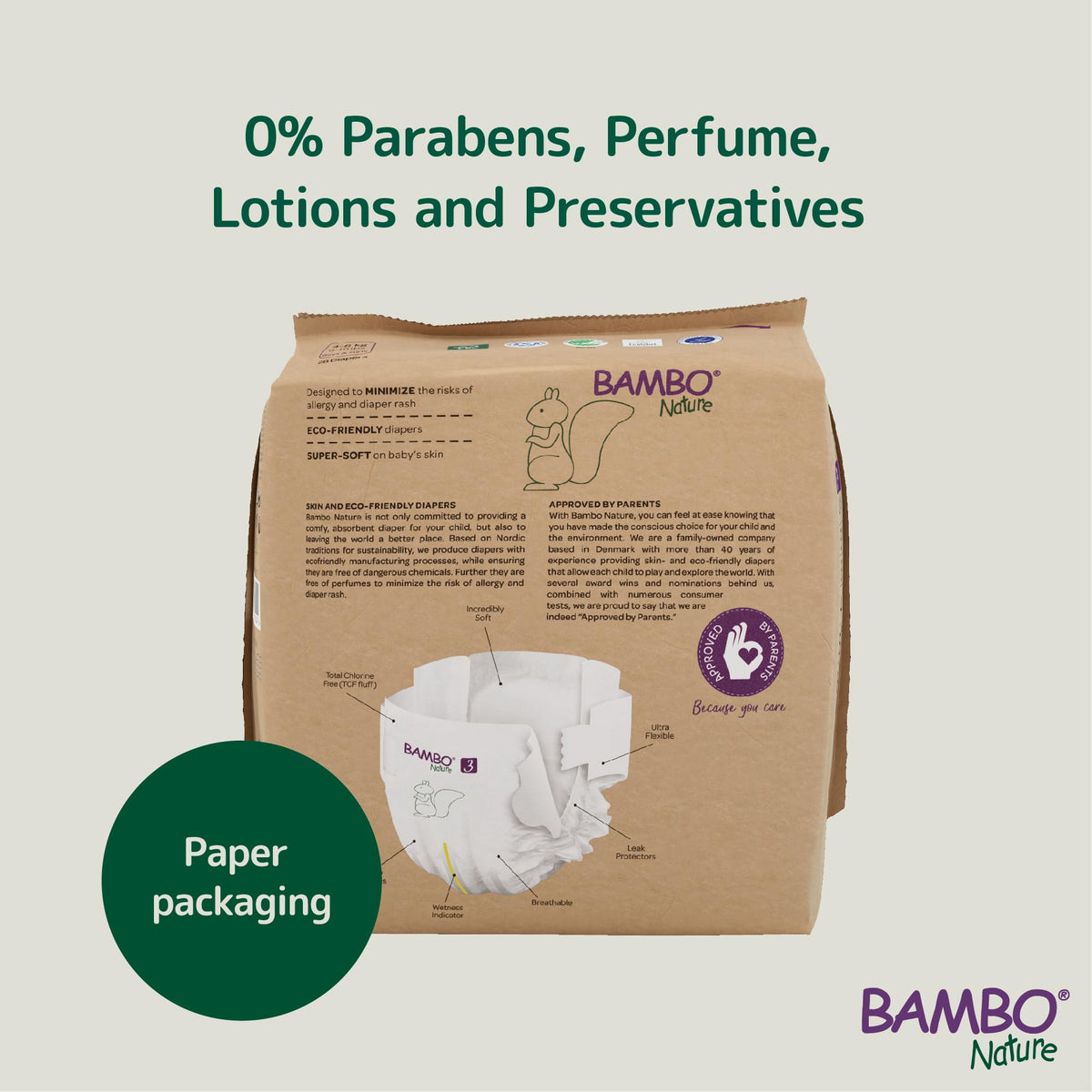 Bambo Nature Premium Eco Nappies, Premature Size 0 (2-7lb/1-3kg), XXS, Pack of 24, Eco-Labelled Nappies, Enhanced Leakage Protection, Secure and Comfortable Baby Nappy
