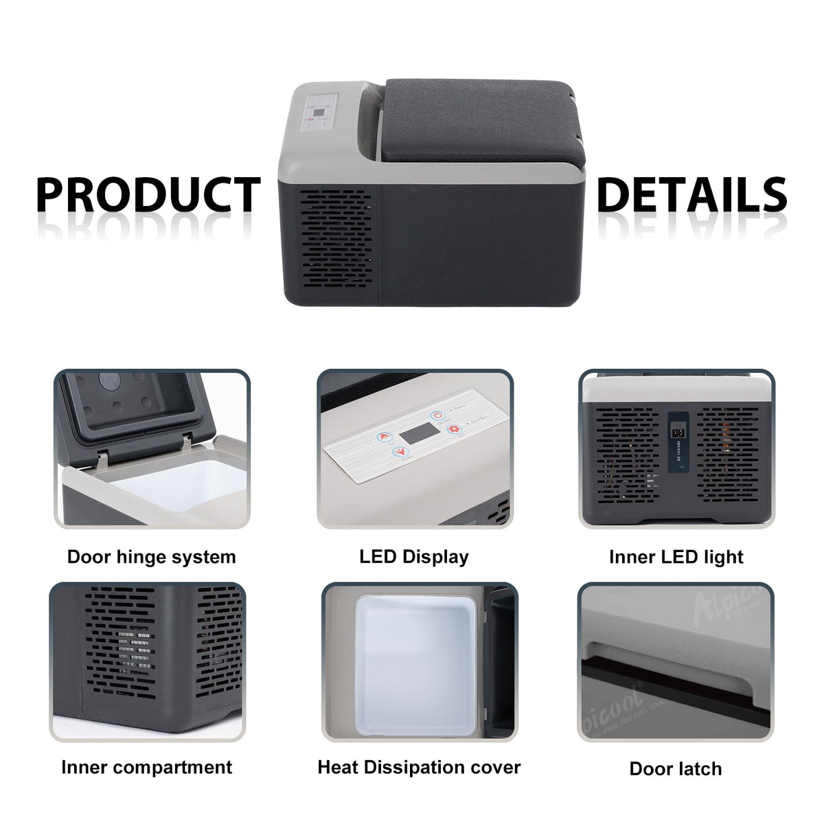 Alpicool 20L Car Fridge Freezer Portable Compressor Refrigerator, 12/24V DC & 230V AC Camping fridge -20℃~20℃ with APP Control, Energy Saving cooler for Caravan, Camping, Home, RV