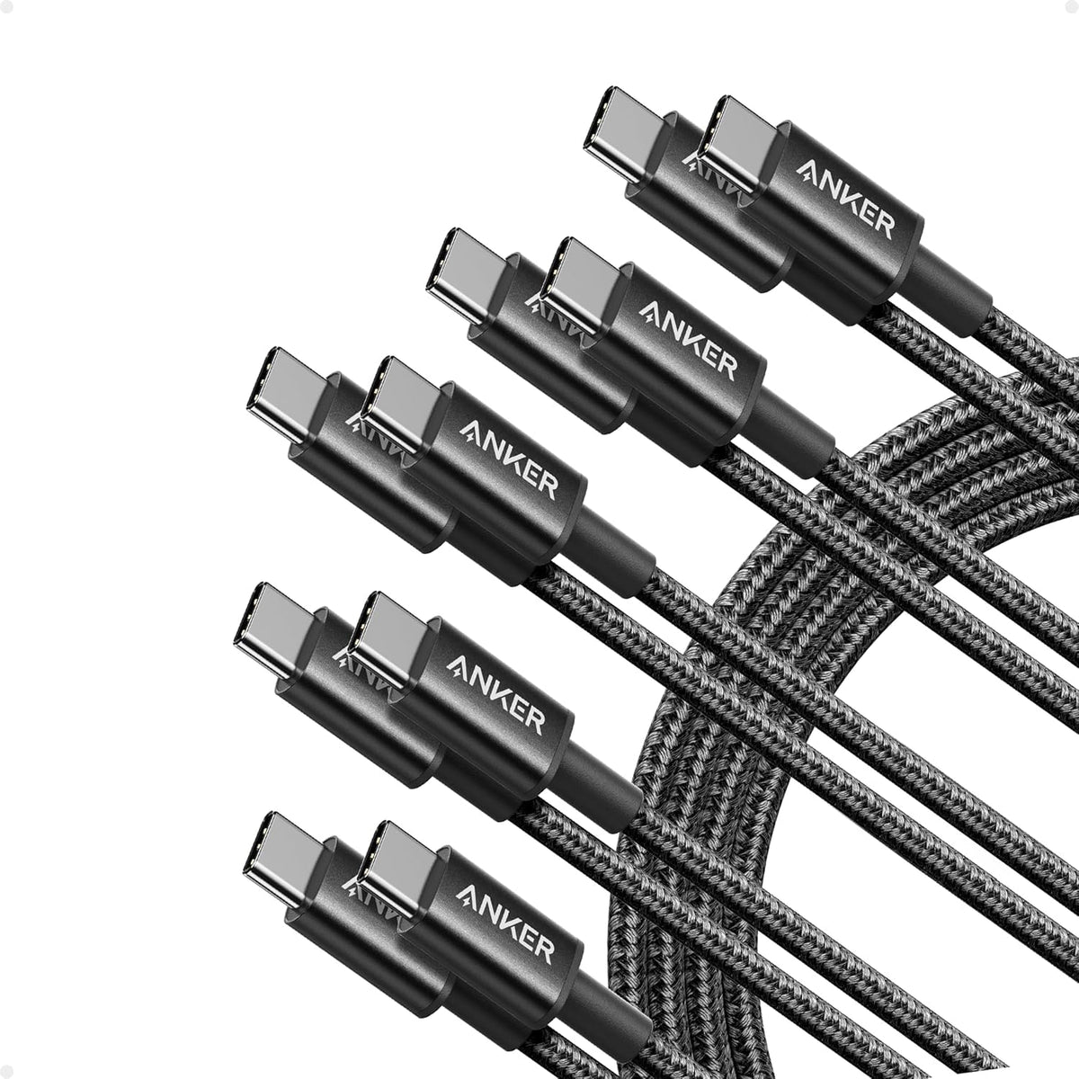 Anker USB C to USB C Charger Cable, 60W (3A) New Nylon (6 ft/1.8m, 2-Pack)
