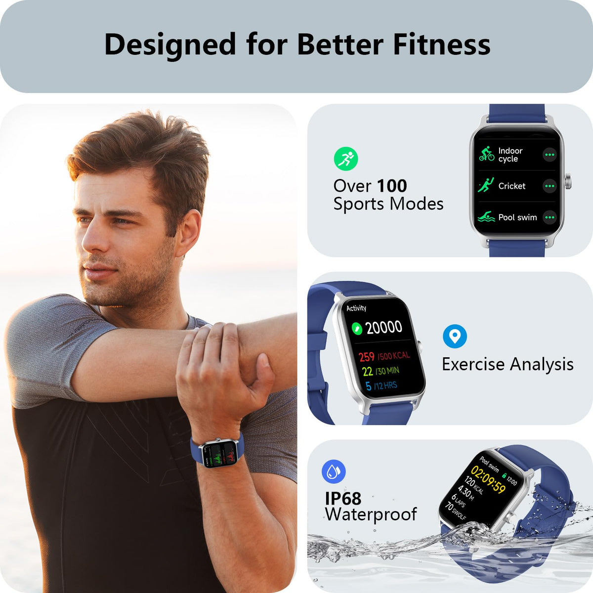 Smart Watch for Women, Answer/Make Calls, Alexa Built-in, [1.8"HD Screen] Smart Watches for Women iPhone/Samsung/Android, Fitness Watch with Heart Rate Sleep SpO2 Monitor,IP68 Waterproof, 100+ Sports