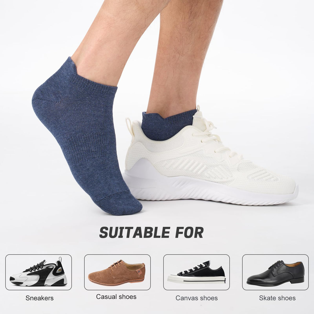 Niorasen Bamboo Trainer Socks for Men & Women, 6 Pairs, Low Cut