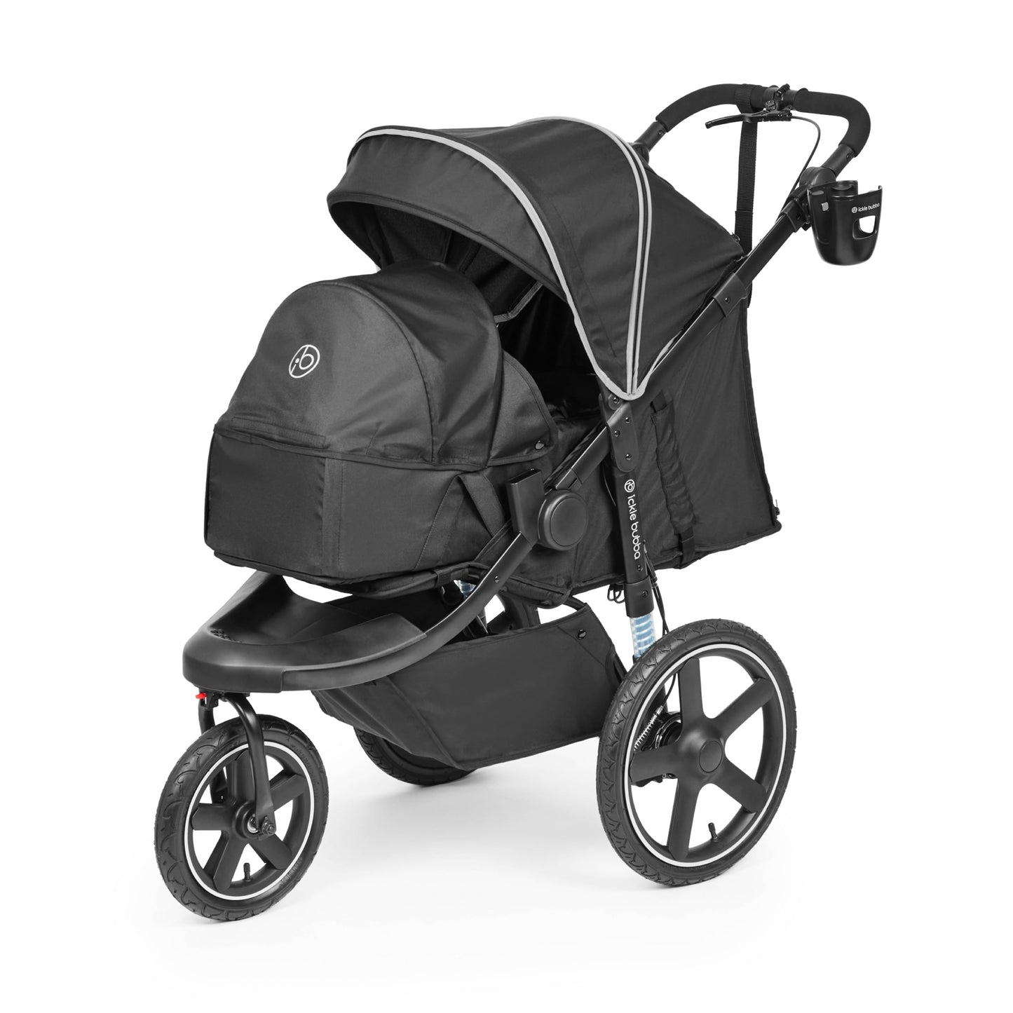 Ickle Bubba Venus Jogger Pro Max Stroller (Charcoal Grey) – All-Terrain 3-Wheel Pushchair from Birth to 22kg, Waterproof Hood & Footwarmer, Adjustable Handle, Cup Holder & Self-Locking Fold