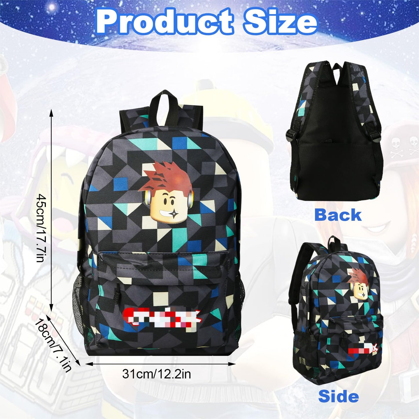yumcute De-mn Backpack Kids, Teen Game School Bags, Children Primary Schoolbag, Children's School Backpack, 17 Inch Large Capacity Travel Rucksack Waterproof Boys Girls Book Bags for Aged 3-12 Years