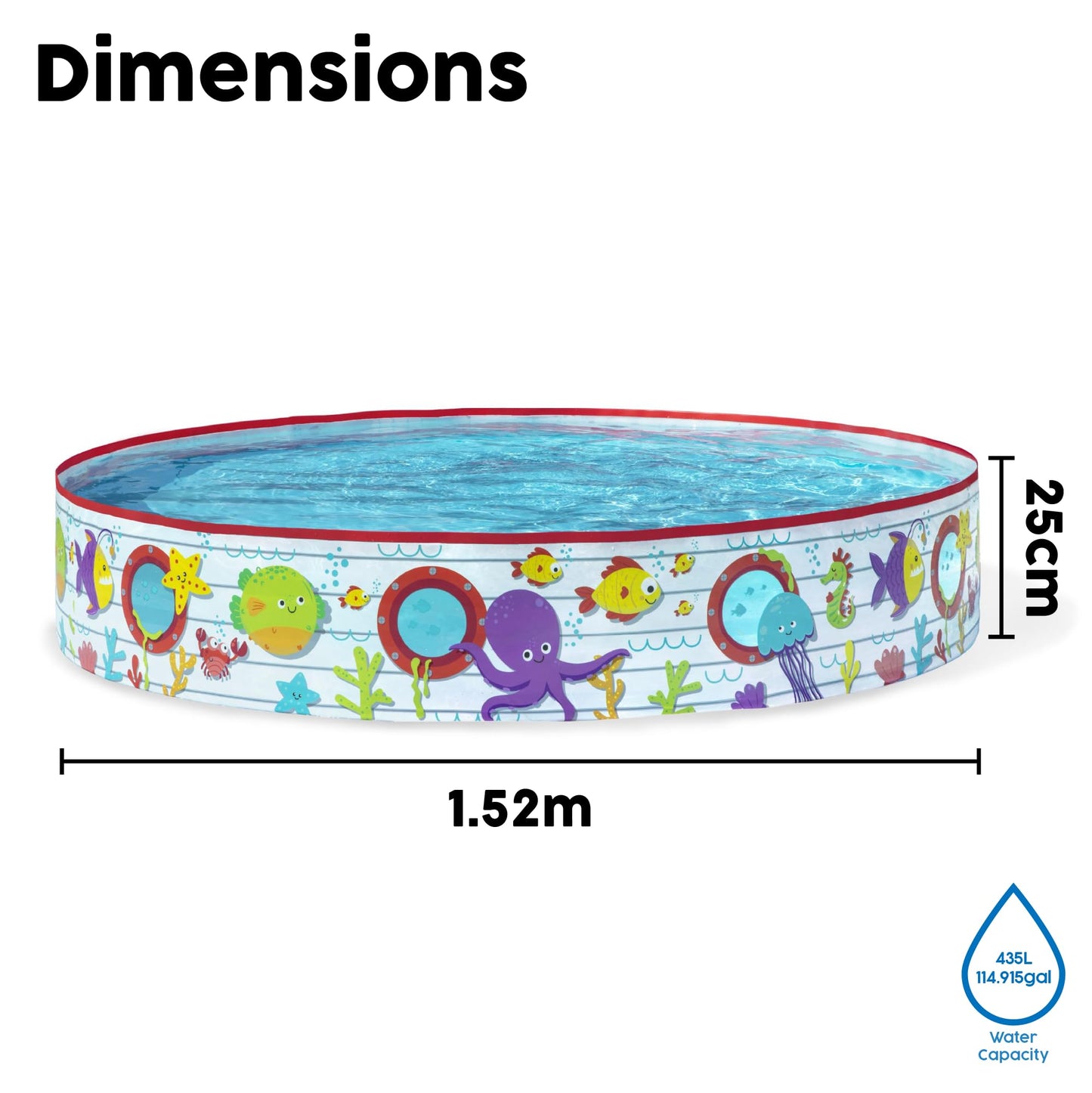 Bestway Sea Creature Kids Paddling Pool — 48 inch Round, 219 Litres | Toddlers & Children