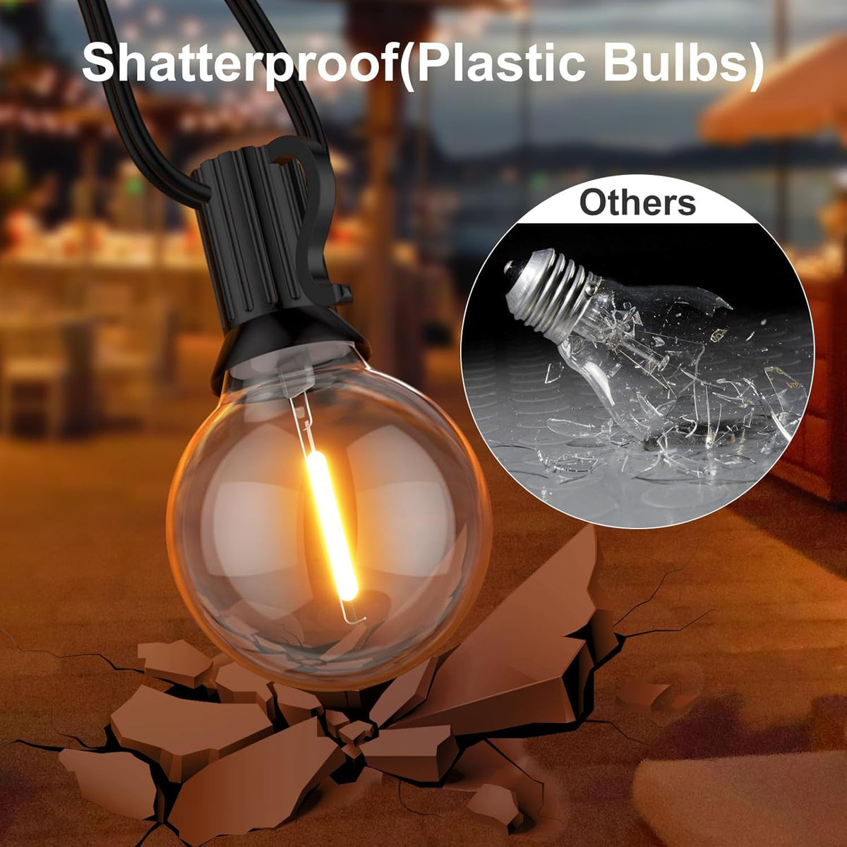 GPATIO Garden Lights, 30FT/9M LED Festoon Lights with 16 Shatterproof Bulbs