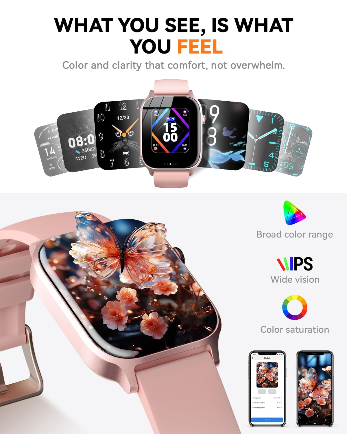 Smart Watch for Men Women- Answer/Make Call, 2024 IP68 Waterproof Fitness Tracker Watch with Sleep Step Counter Activity Smartwatch for Samsung Android iPhone iOS (Black-Blue, 1.83)
