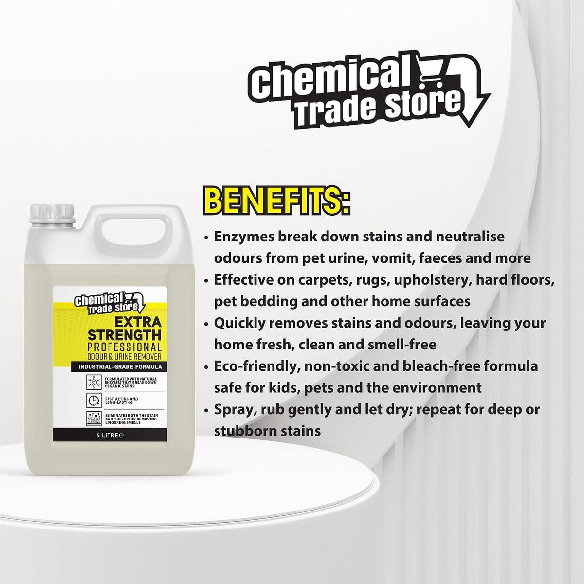Enzyme Odour & Urine Remover 2.5L - Professional Pet Stain & Smell Eliminator - Safe for Carpets, Upholstery & Hard Floors