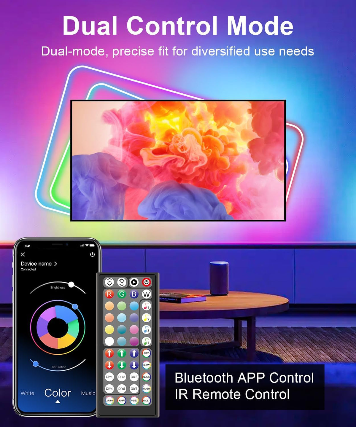 Nexillumi 10M LED Strip Lights, Smart Bluetooth Light Strips with App & Remote, Colour Changing LED Tape Lights, Music Sync Dimmable RGB Lighting for Bedroom, Living Room, Kitchen, Ceiling & Party