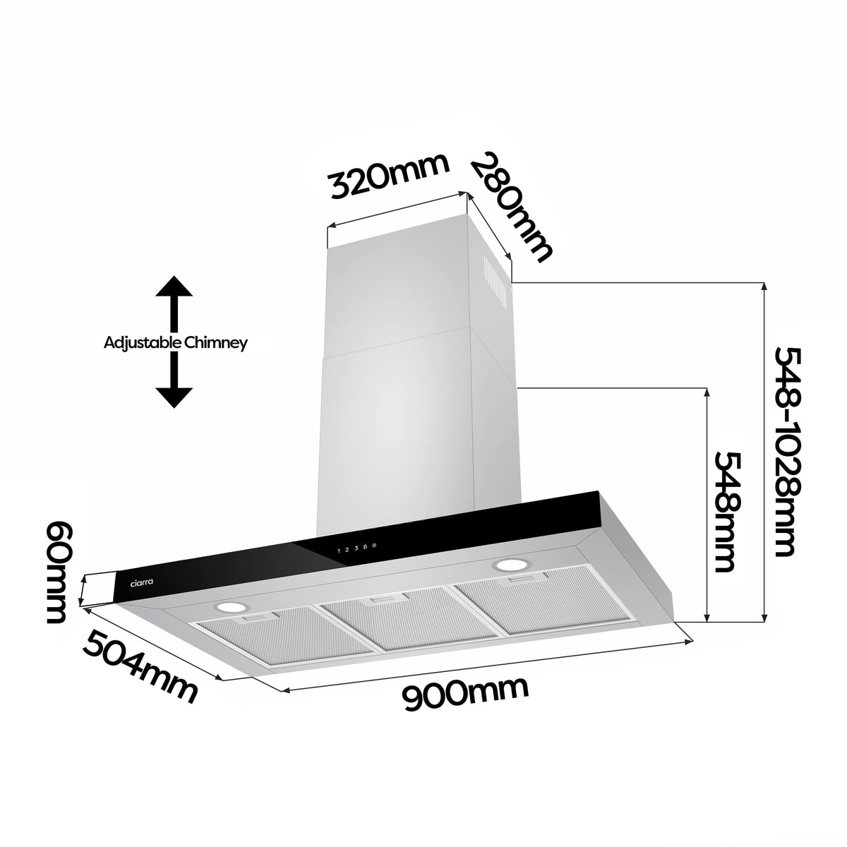 CIARRA CBCF003 Recirculating Filter Carbon Charcoal Filters Replacement for Cooker Hoods (Pack of 2)
