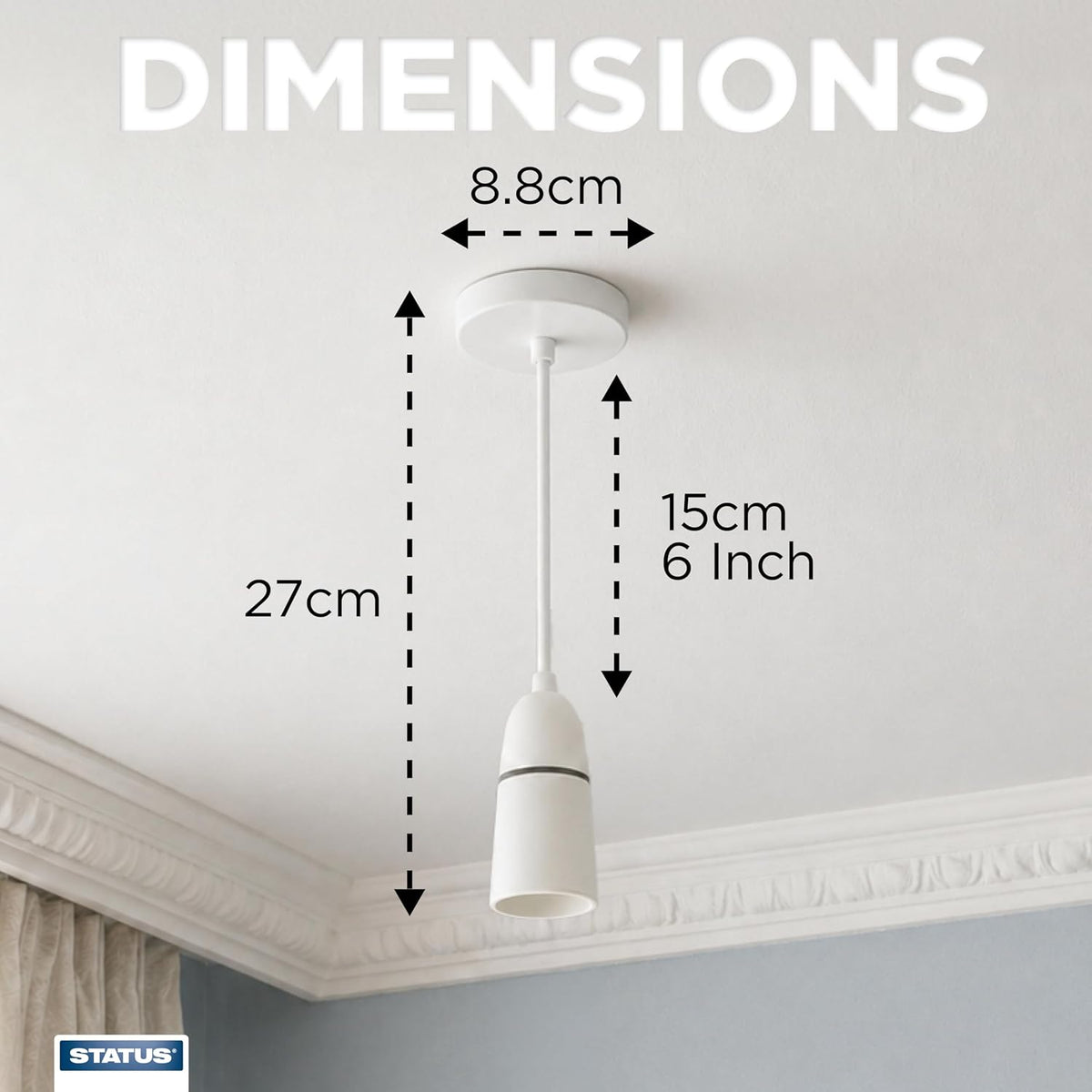 Status 6-Inch White Bayonet (B22) Ceiling Pendant Light Fitting
