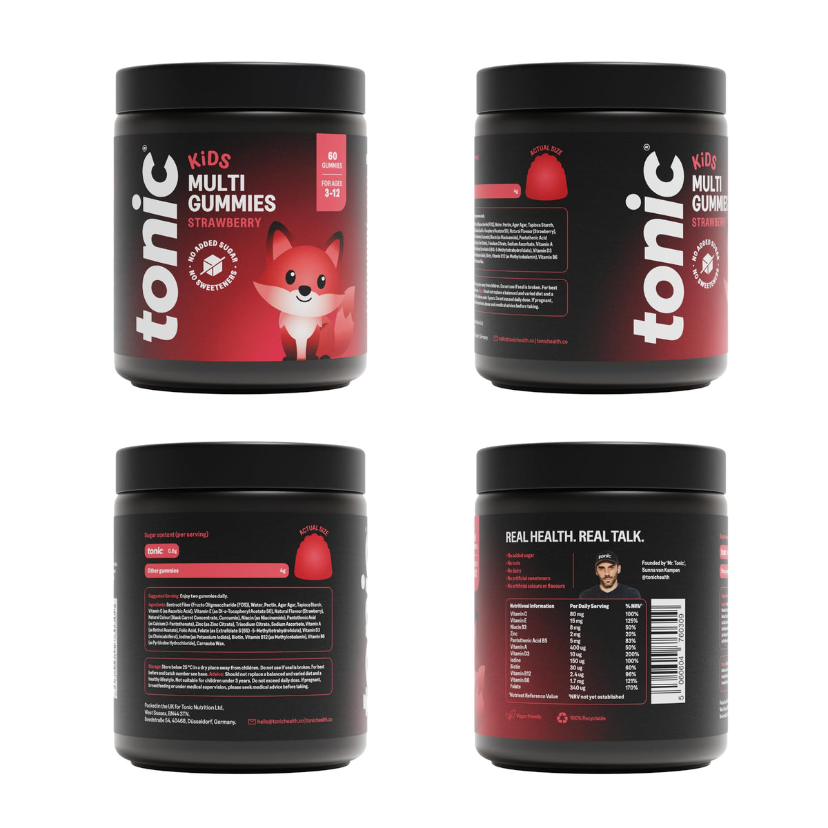 Tonic Health Kids Multivitamin Gummies - 14 in 1 - Strawberry (60 Count)