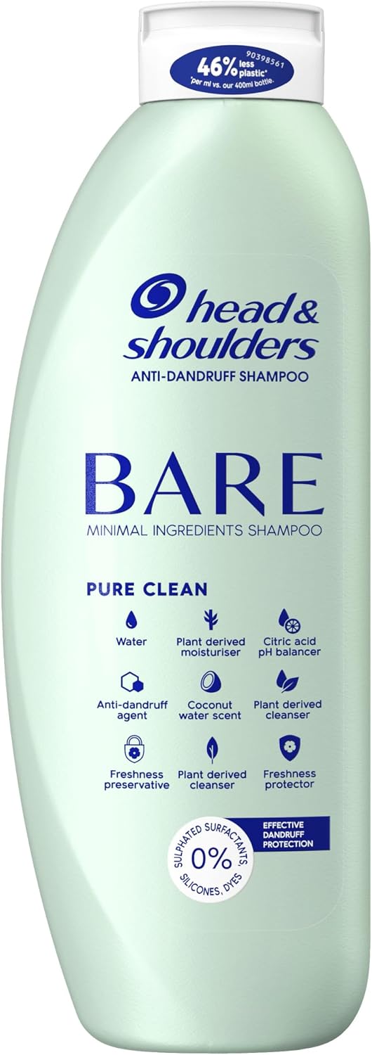 Head & Shoulders Bare Anti-Dandruff Shampoo 400ml, Pure Clean