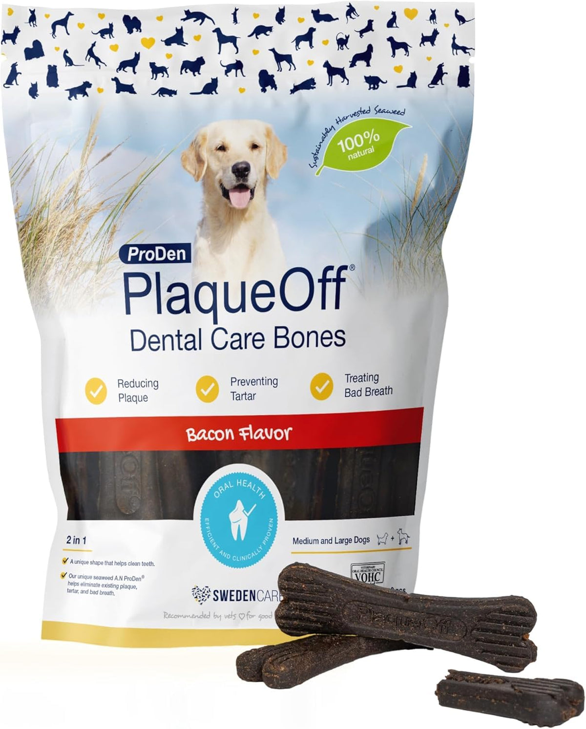 ProDen PlaqueOff 13 Dental Bones for Medium & Large Dogs, Chicken & Pumpkin