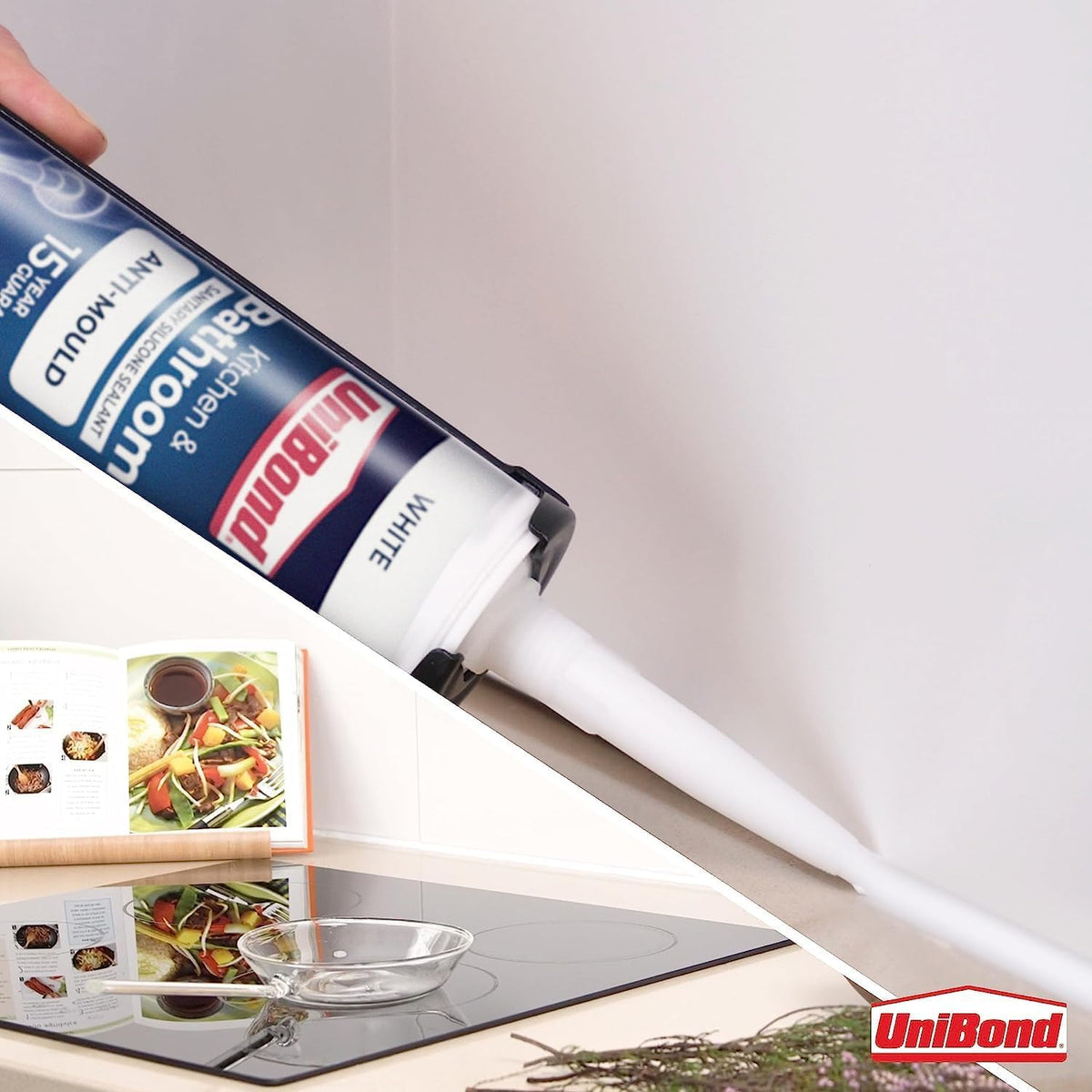 UniBond Kitchen & Bathroom Mould-Resistant White Sealant, 1 x 280 ml