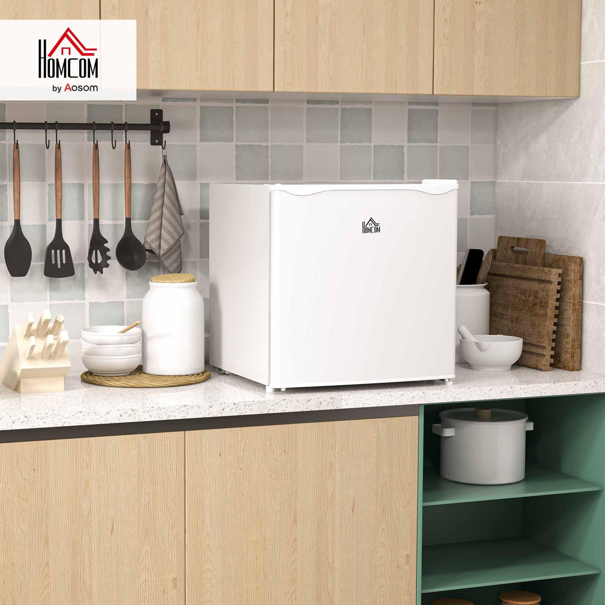 HOMCOM Tabletop Mini Freezer, 35L Capacity, Reversible Door, Silver Tone