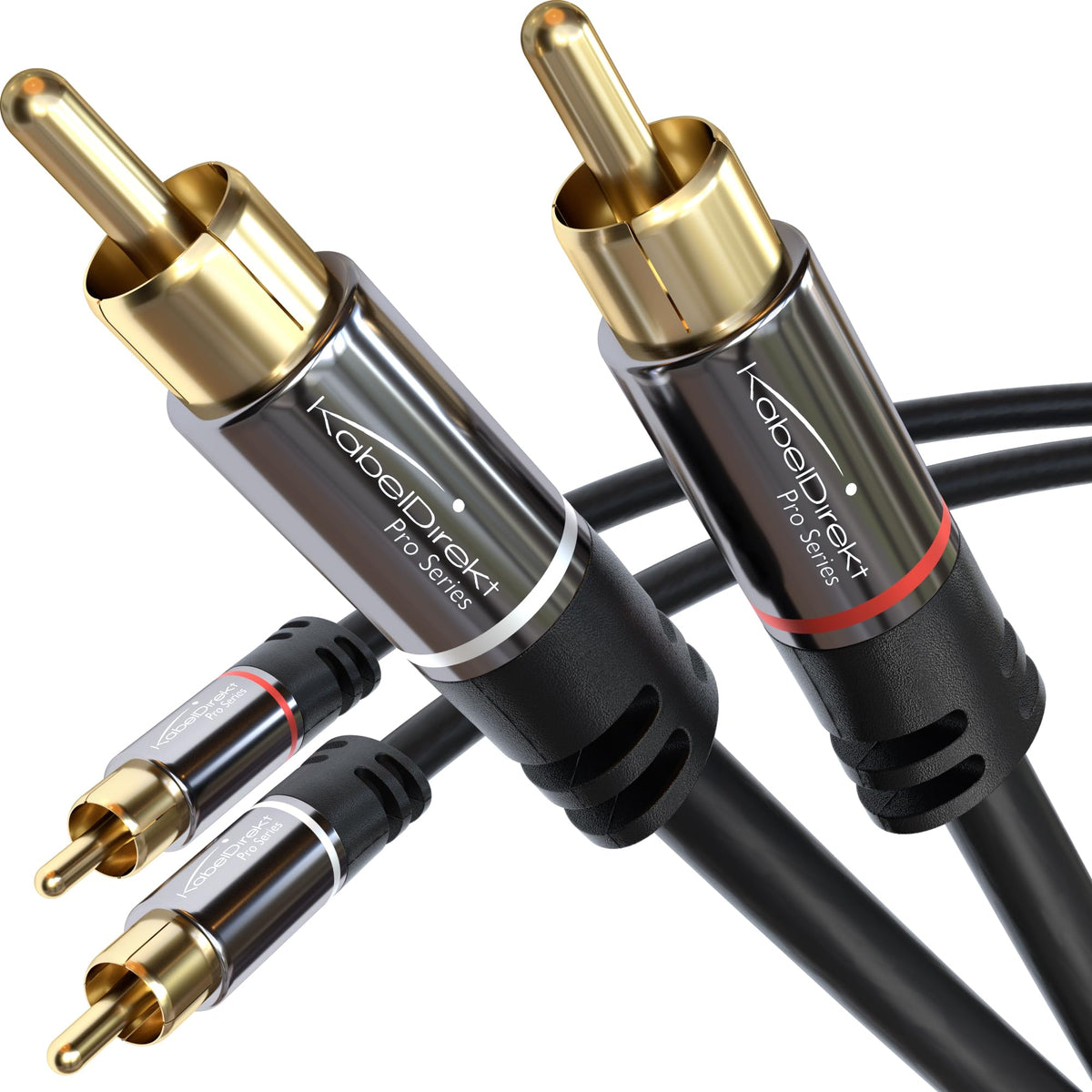 KabelDirekt – RCA cable – 4m – 2×2, braided