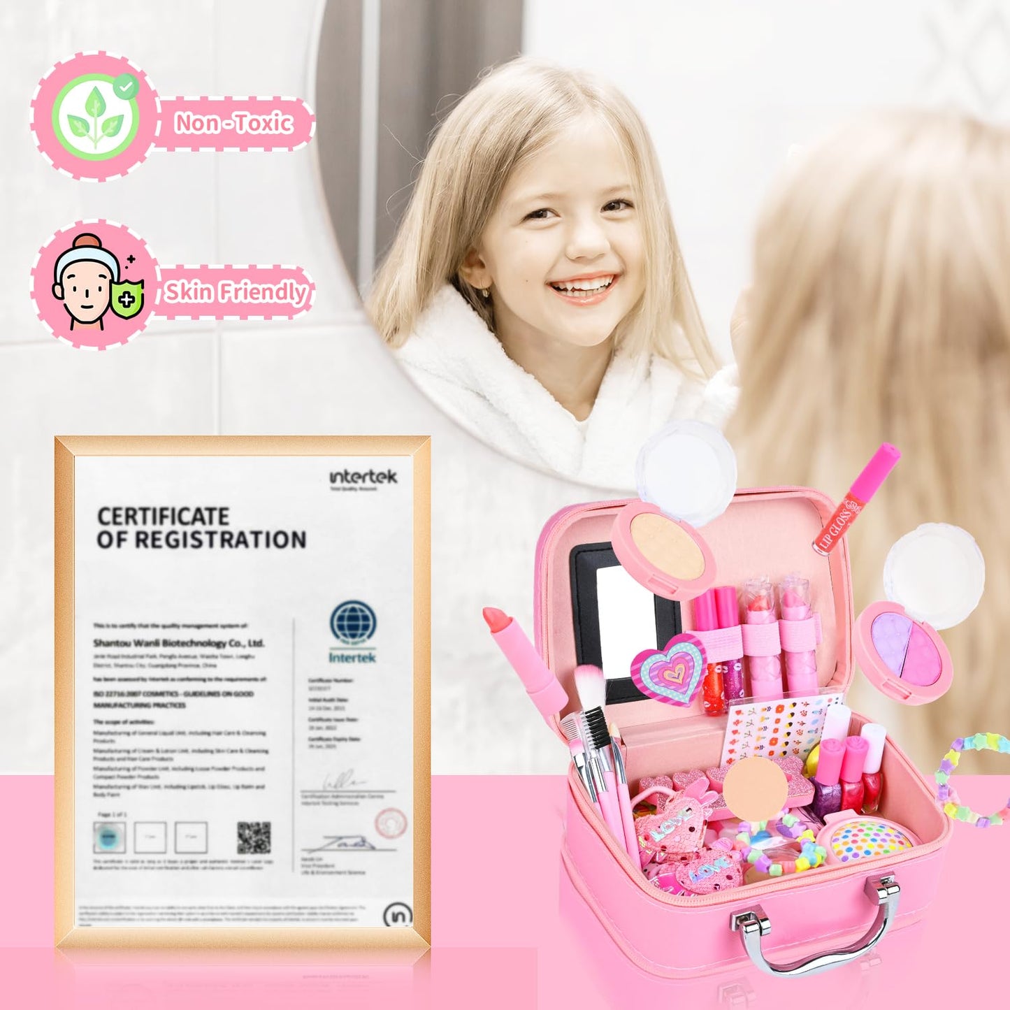 Kids Makeup Sets for Girls, Children Real Washable Make up Starter Kit Princess Pretend Play Makeup Girls Toys with Cosmetic Bag, Little Girl Birthday Set For Age 3 4 5 6 7 8 9 10 Year