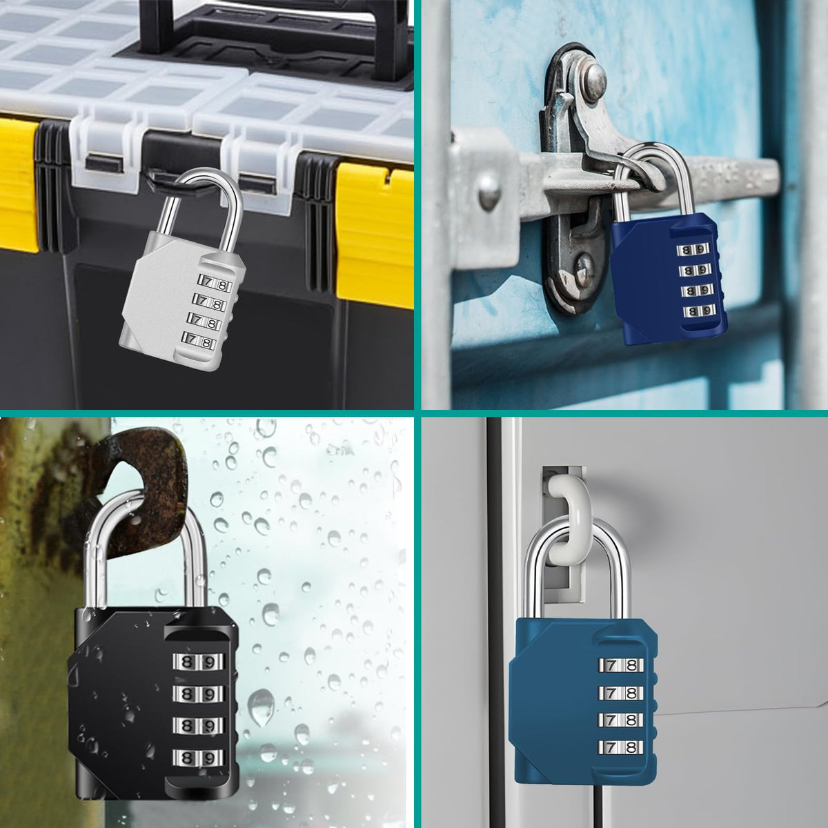 ZHEGE Combination Padlock, 4 Digit Coded Padlock (Sky Blue)