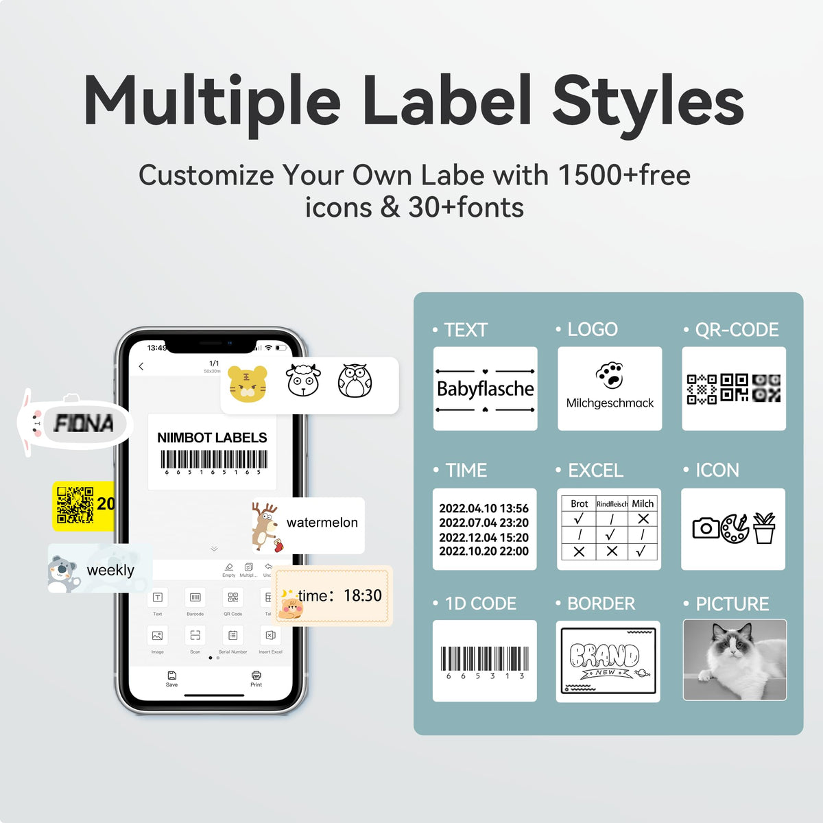 NIIMBOT B1 Label Maker Machine, 2 Inch Bluetooth Sticker Printer