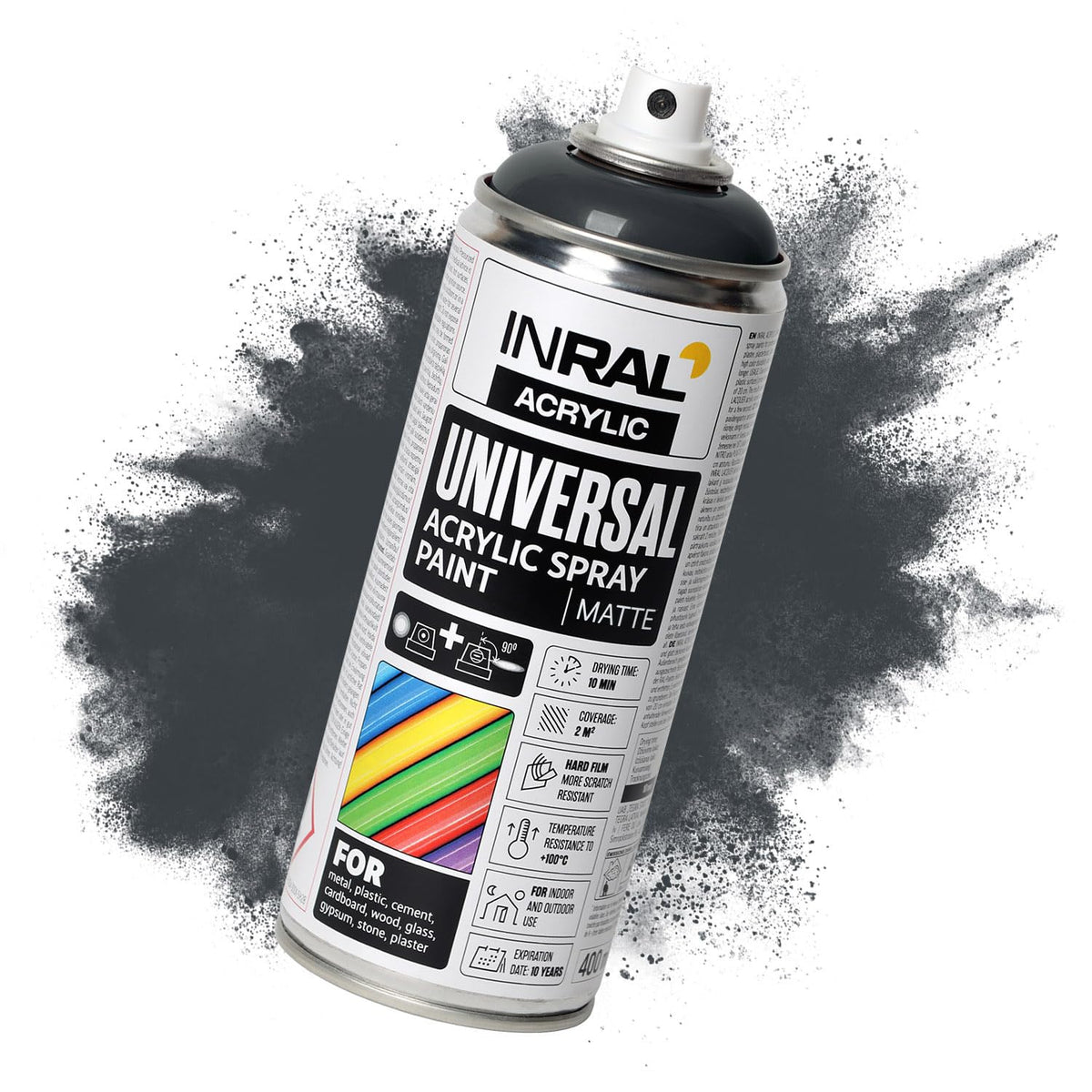 Acrylic Spray Paint Pure White Matt RAL9010 [400ml] – Universal Spray for Metal, Plastic, Wood & Stone – High-Coverage, UV & Rain Resistant – Indoor & Outdoor Use