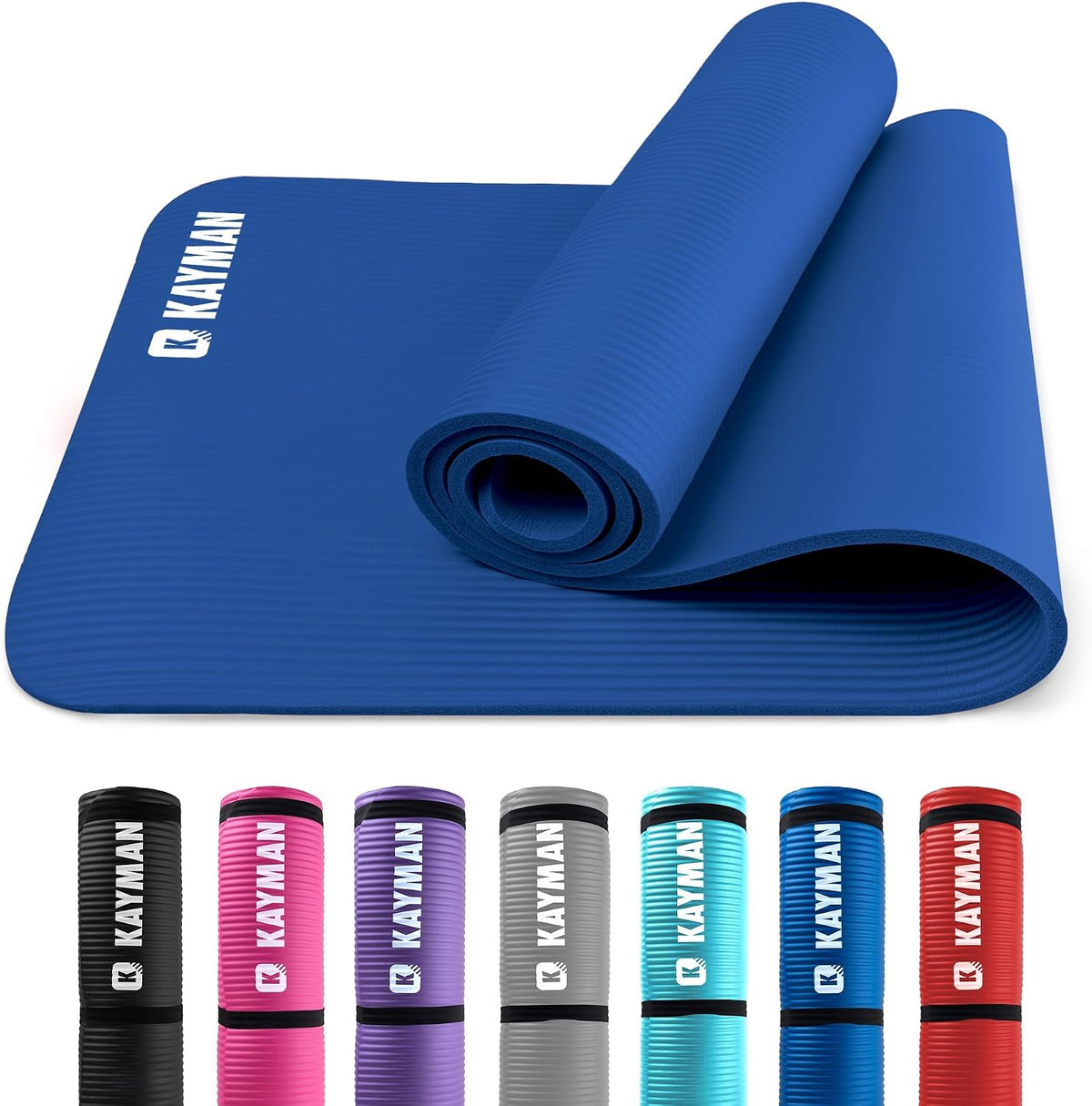 KAYMAN Yoga Mat - Non-Slip Extra Thick 8mm NBR Foam, Exercise Mat, 180x60cm