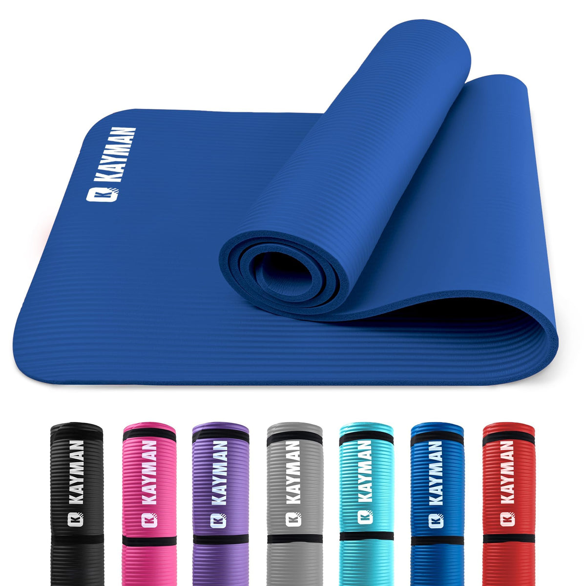 KAYMAN Yoga Mat - Non-Slip Extra Thick 8mm NBR Foam, Exercise Mat, 180x60cm