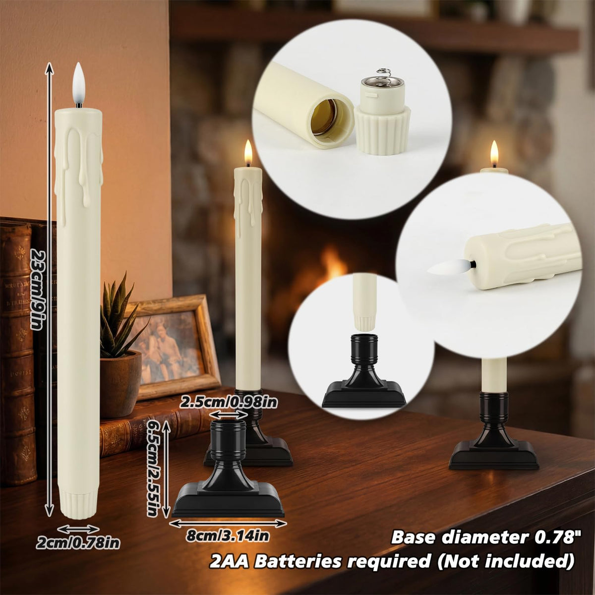 LIVEN Flickering Flameless Candles Battery Operated with Remote,Led Pillar Candles with Realistic Moving Wick Candles for Halloween,Christmas,Home Decor Pack of 12 (D2.2 xH 5" 6" 7")(White)