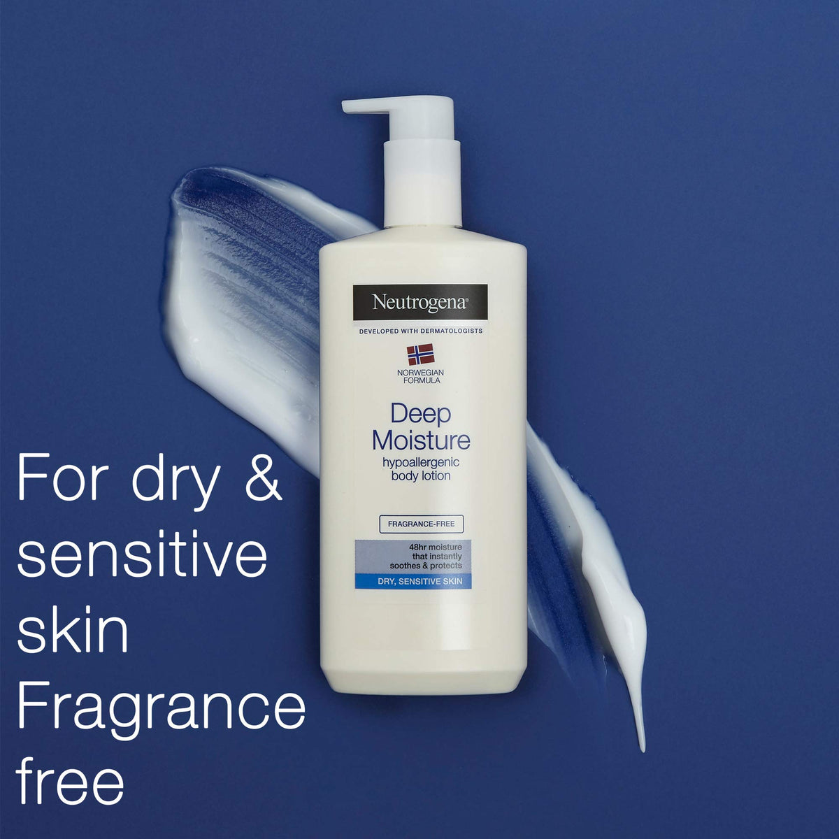 Neutrogena Norwegian Formula Deep Moisture Body Lotion (1x 400ml), Fragrance-Free Moisturiser for Sensitive and Dry Skin, Provides 48-Hour Moisturisation
