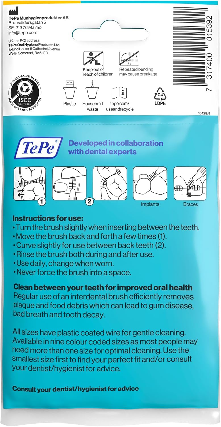 TePe Interdental Brush, Original, Yellow, 0.7mm/ISO 4, 8pcs