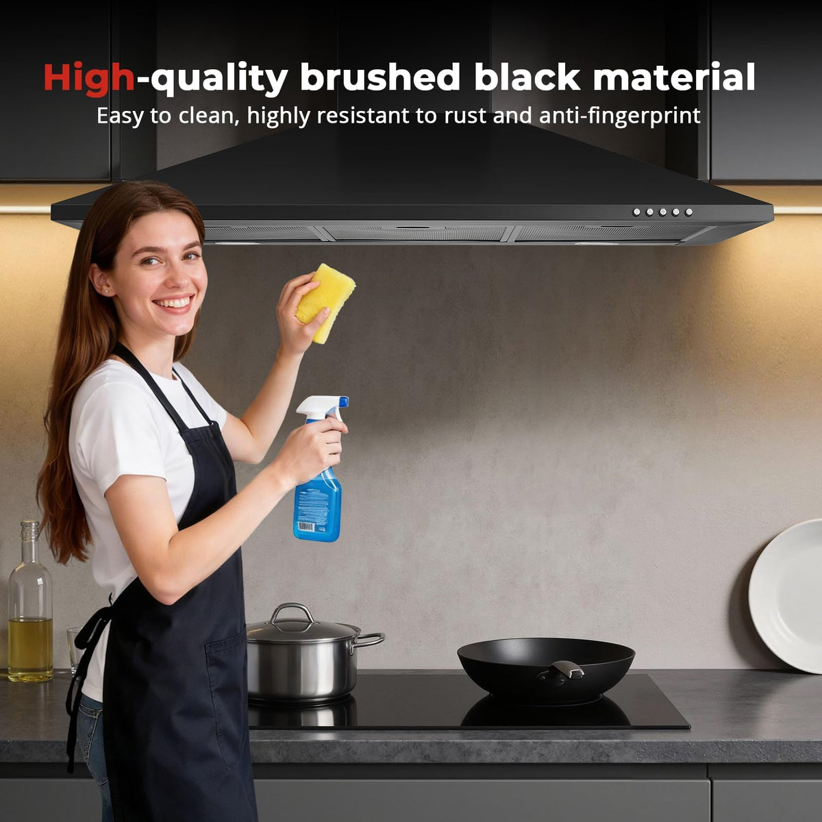 SNDOAS Chimney Cooker Hood 90cm, 3-Speed, Recirculating & Ducting