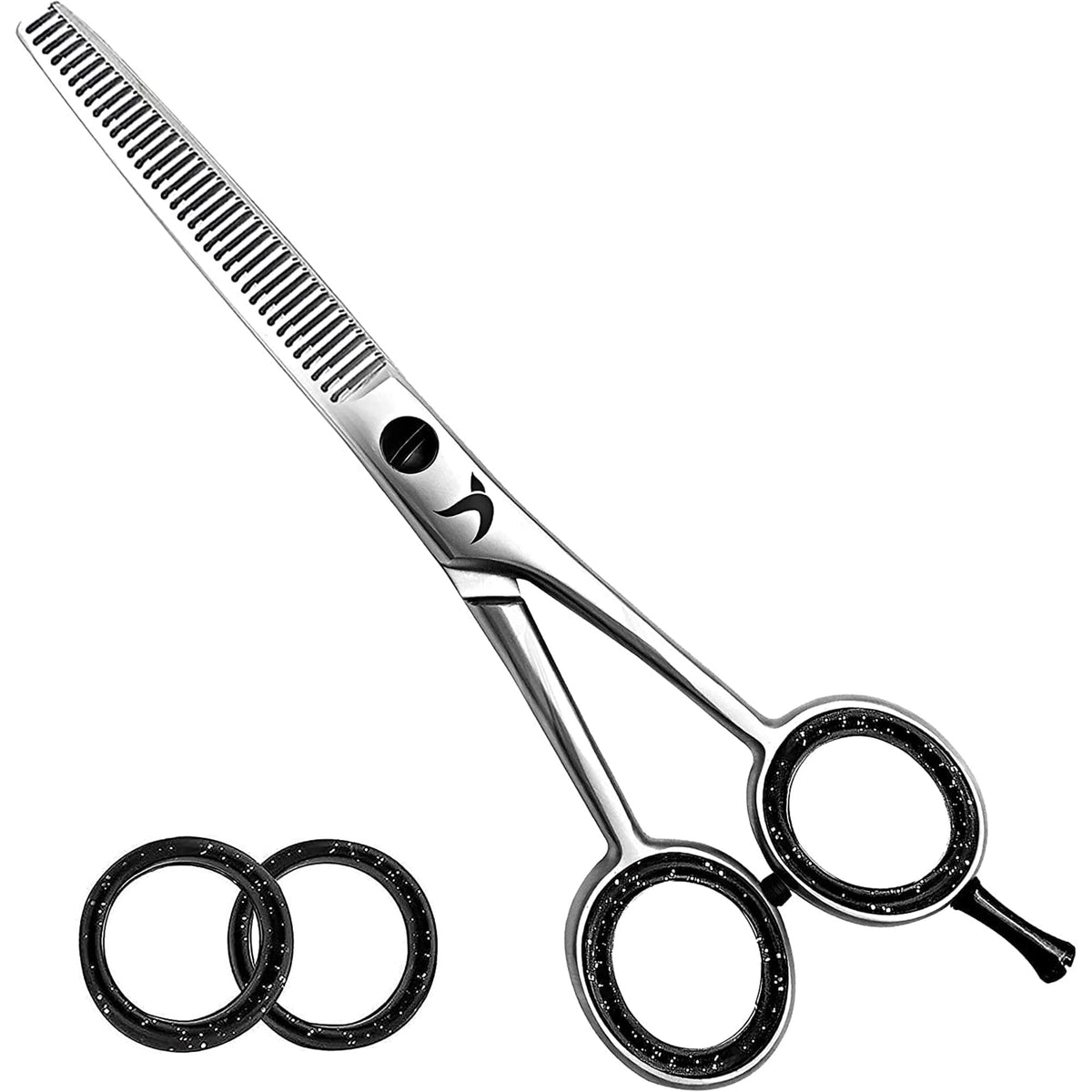 Candure Hairdressing Scissor with Comb & Leather Pouch 6.5" - Hair Scissor for Professional Hairdressers, Barbers Stainless Steel Hair Cutting Shears for Salon, Men, Women, Children and Adults Black