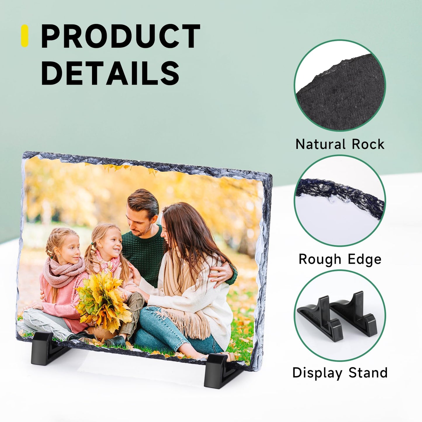 Personalised Memorial Plaque, Custom Rock Slate Frame with Photo Text, Customised Memorial Gifts for Loss of Loved One, Cemetery Decorations for Grave