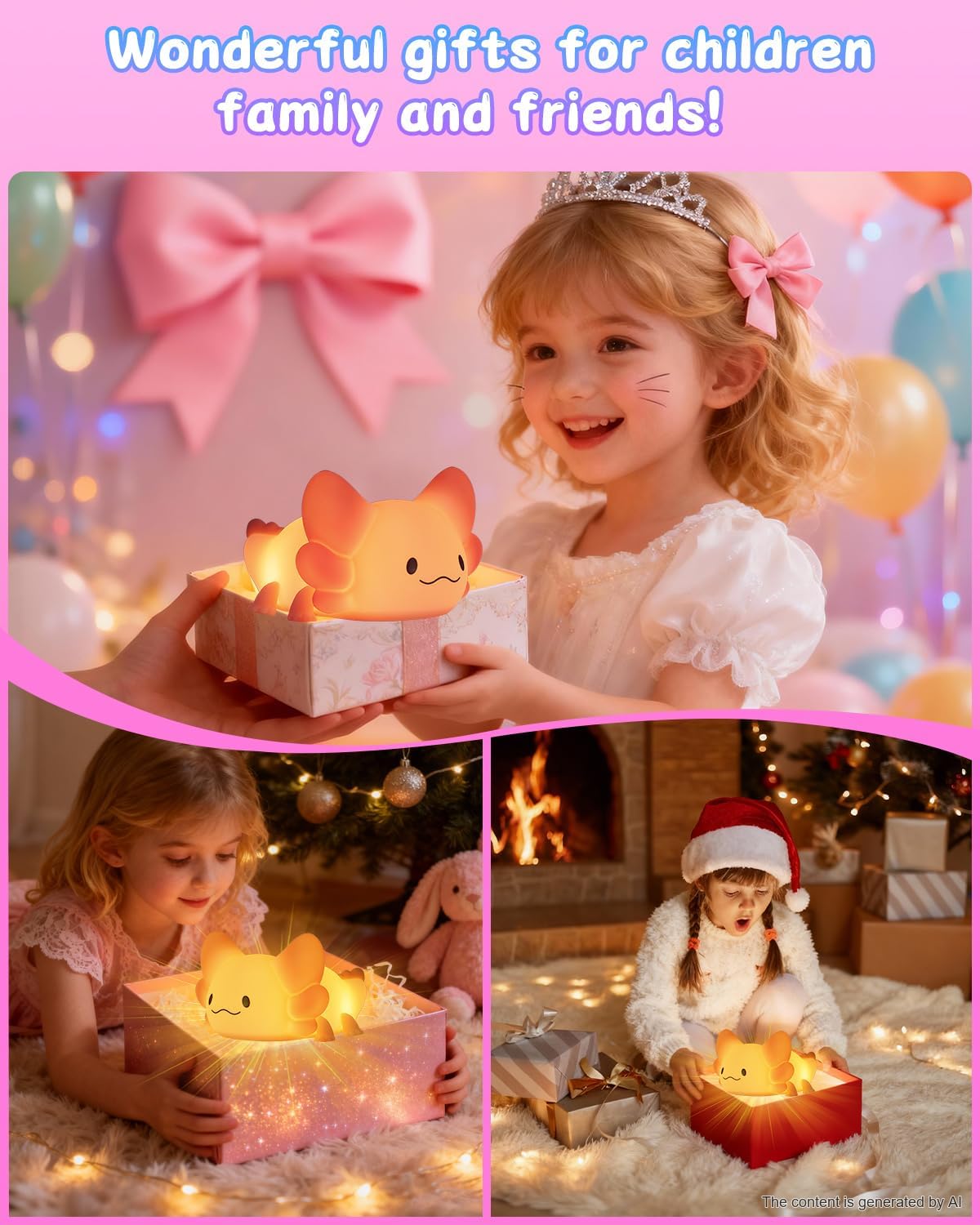 ZKLiLi Cat Night Light for Kids,Cute Night Lamp for Nursery,Squishy Silicone Touch Lights Portable, Gift for Birthday and Christmas for Kids Baby Children (Battery Cat)