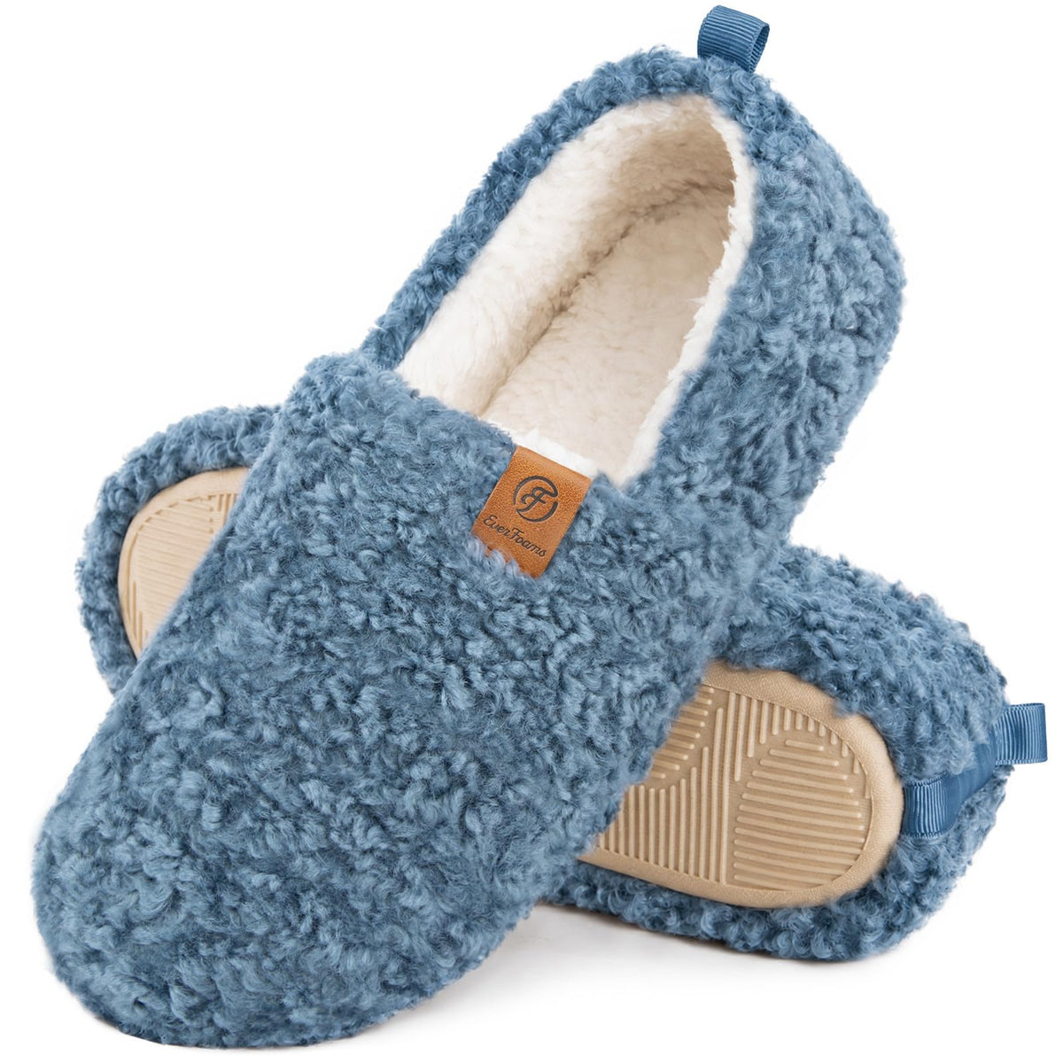 EverFoams Women's Fuzzy Full Slippers Faux Shearling Memory Foam