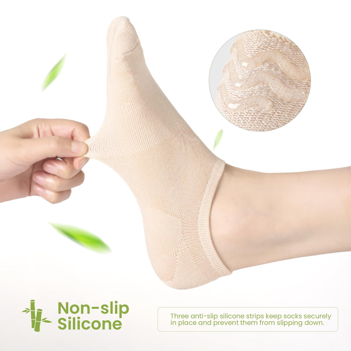 Niofind Bamboo Trainer Socks for Womens & Mens, 6 Pairs, Non Slip No Show