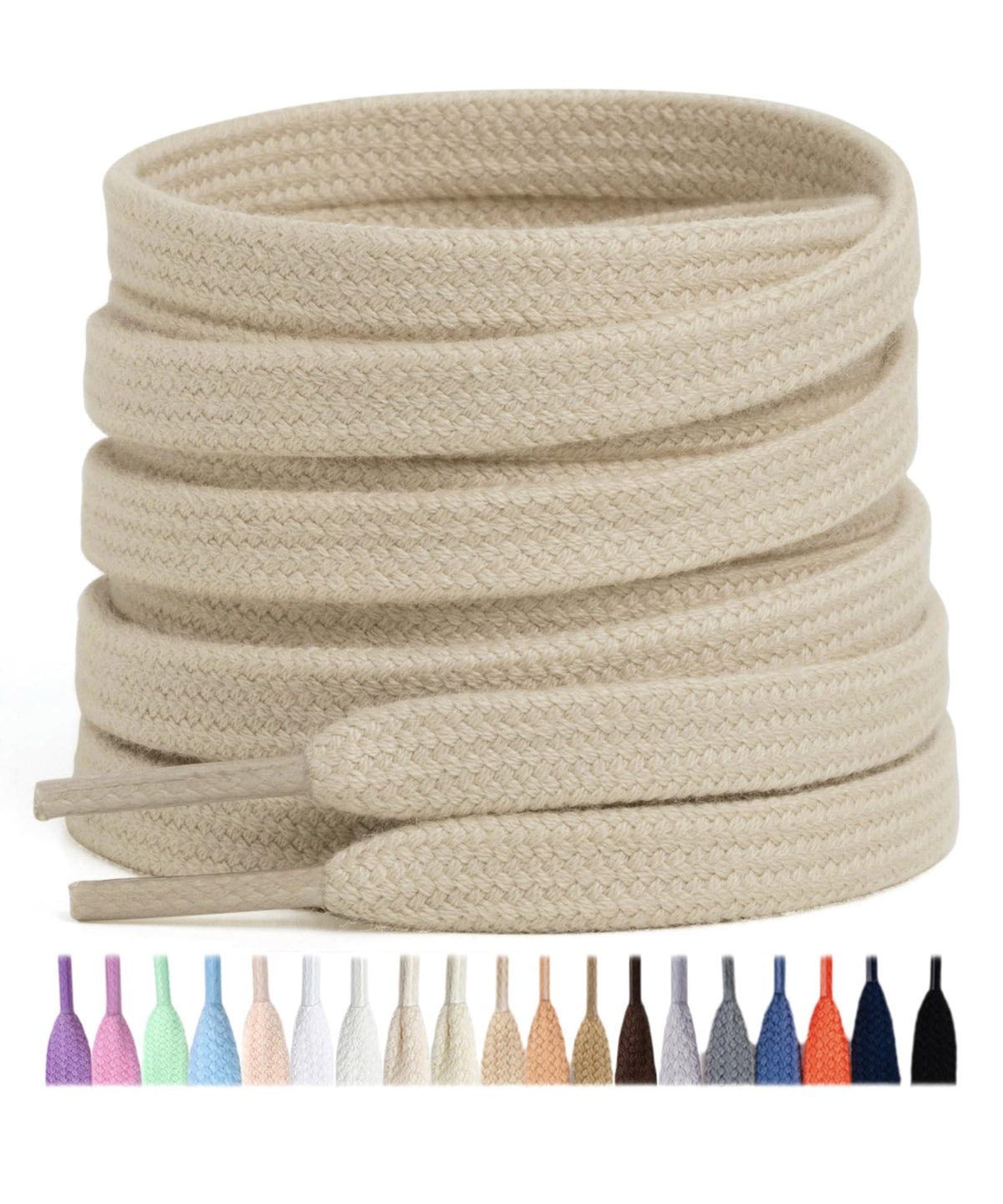 Stepace 2 Pairs Cotton Flat Shoe Laces 8mm Wide Shoelaces for Sneaker