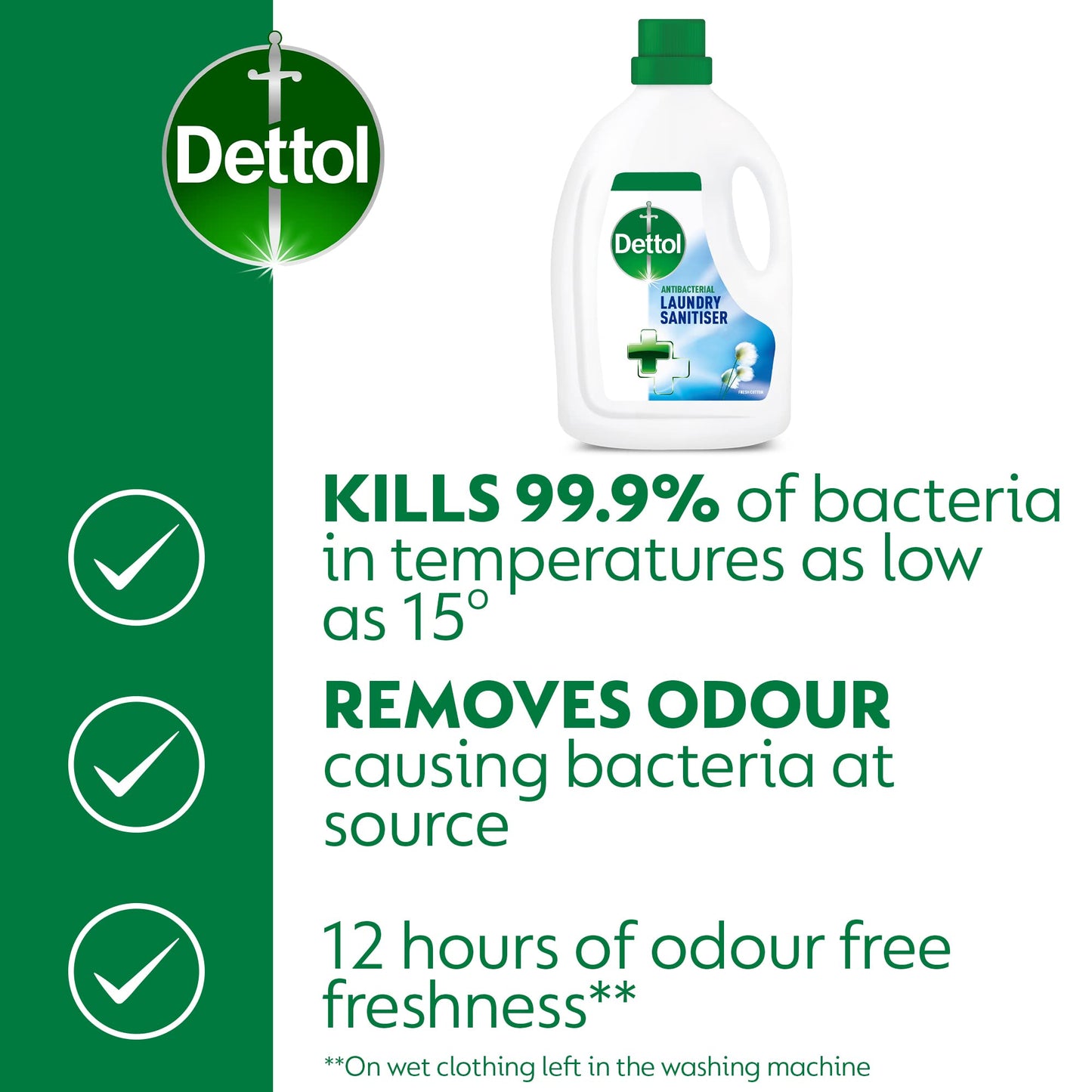 Dettol Antibacterial Laundry Sanitiser Fresh Cotton 6L | 4 x 1.5L