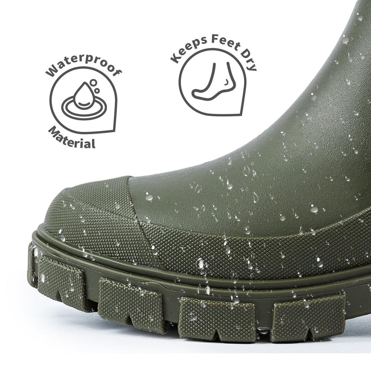 DRECAGE Wellies Boots Women Waterproof Short Chelsea Fashion Ladies Comfortable Rain Boots Outdoors Garden Walking