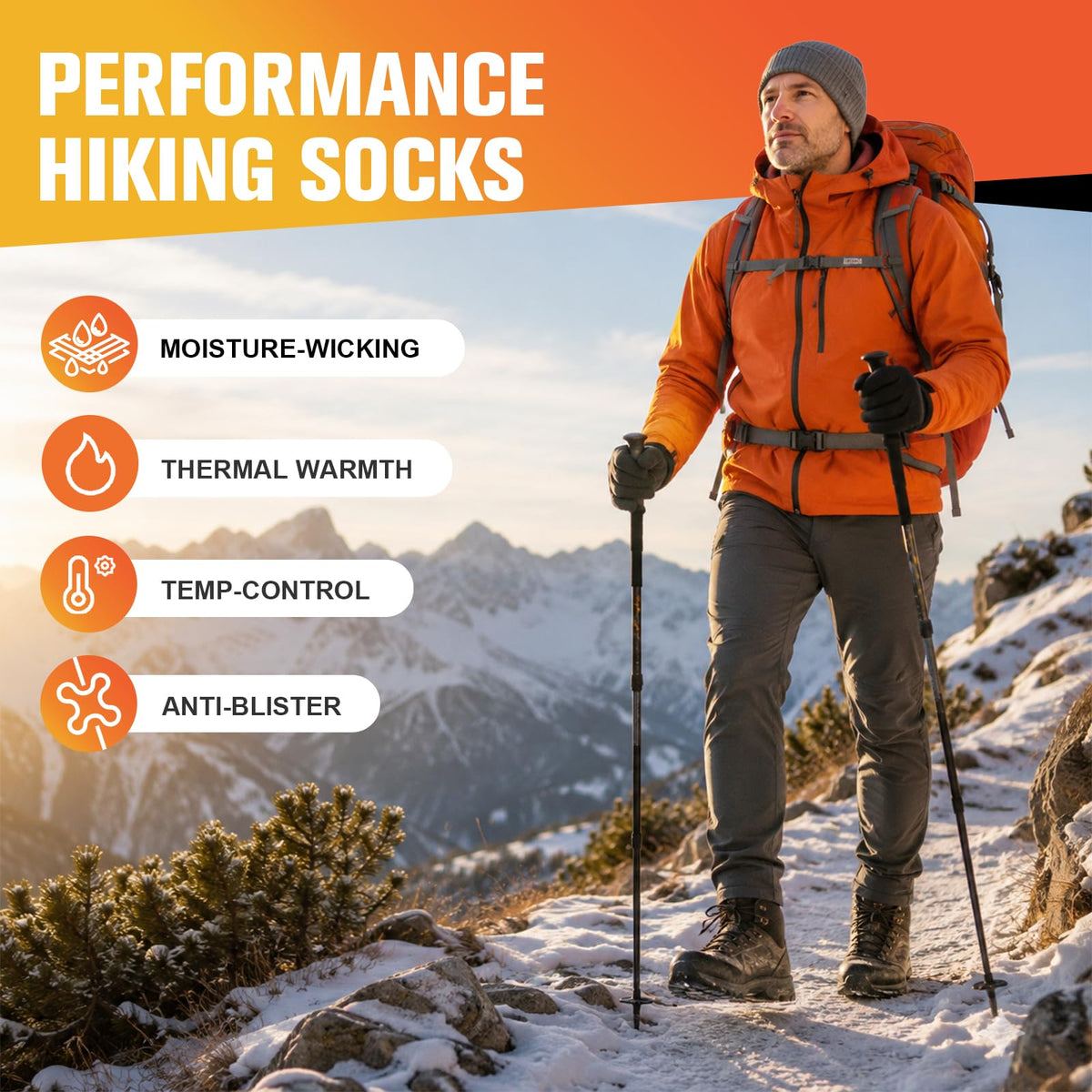 Merino Wool Hiking Socks for Men Women, Thermal Thick Warm Socks