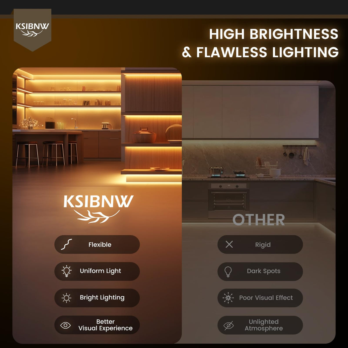 KSIBNW LED Strip Light COB 24V, 5M Cool White 6000K Led Strip Lights 5mm Width LED Tape Lights Flexible CRI90+ Uniform Dotless for Bedroom Cabinet Kitchen Decoration (No Power Supply)