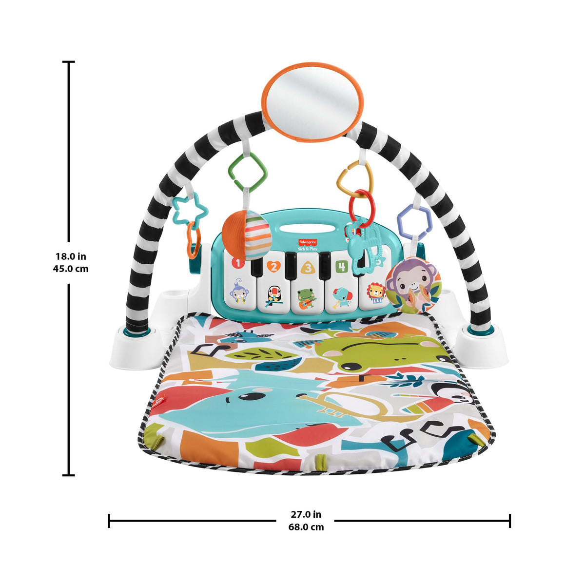 Fisher-Price Kick & Play Piano Baby Gym, Navy Fawn