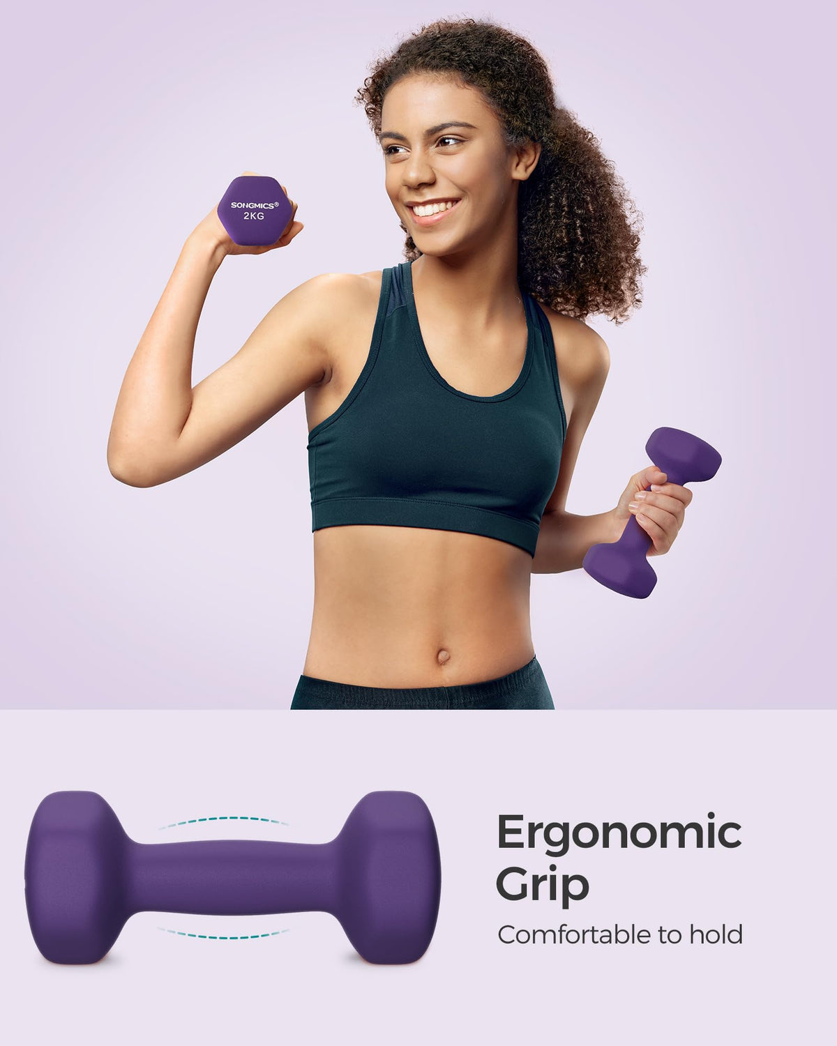 SONGMICS Set of 2 Hex Dumbbells with Neoprene Coating for Strength Training, Fitness, Home Workout