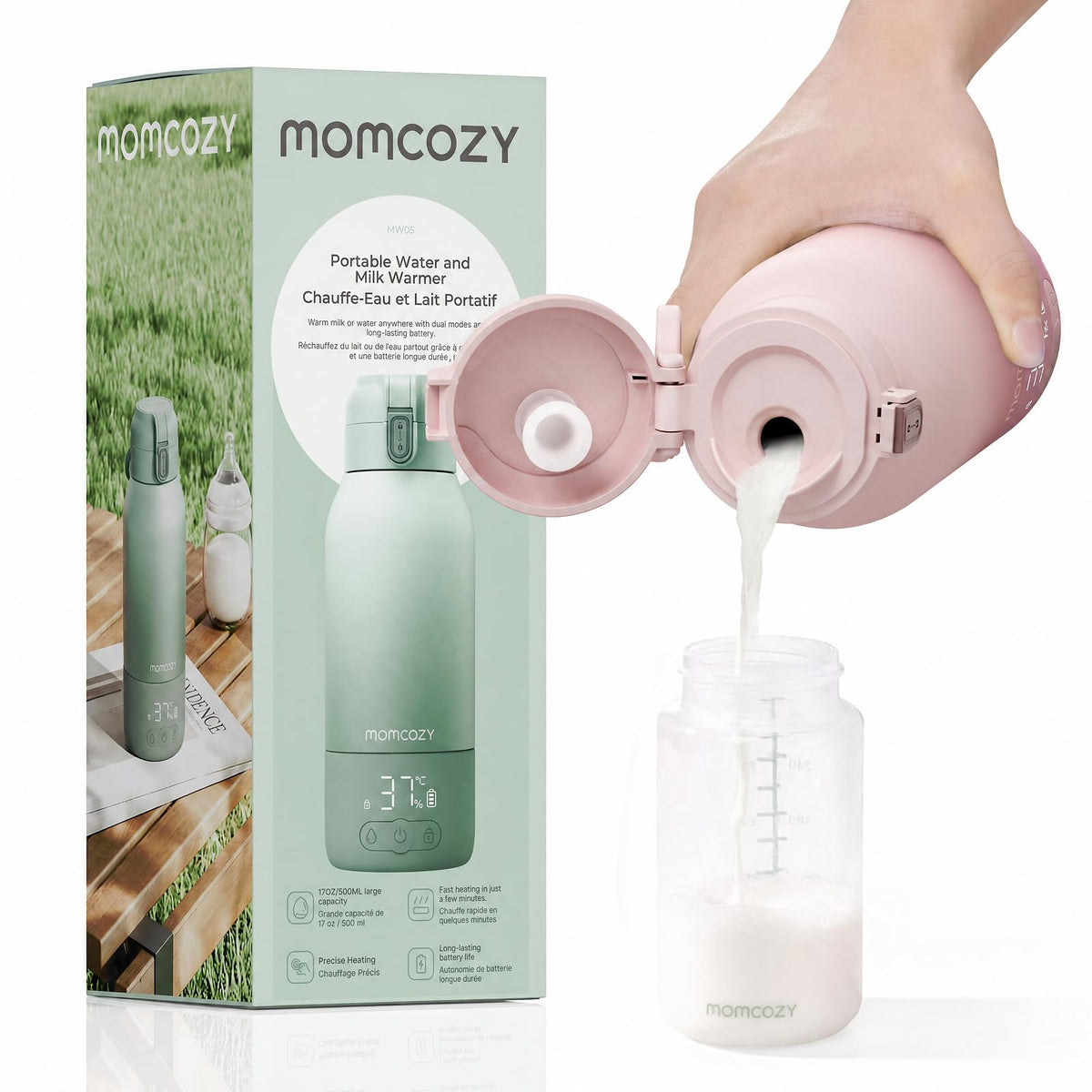 Momcozy Portable Bottle Warmer for Breast Milk & Water, Dual Fast Heating