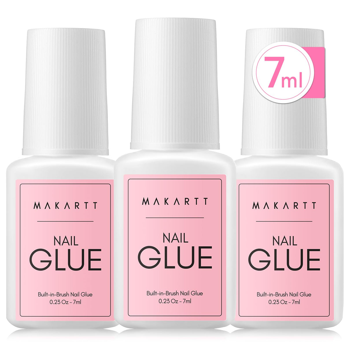 Makartt Extra Strong Nail Glue with Brush – 5s Dries Quickly, Long-Lasting Hold, 7ml Acrylic Adhesive for Nail Tips, Fake Nails & Repairs, No Nail Lamp Needed