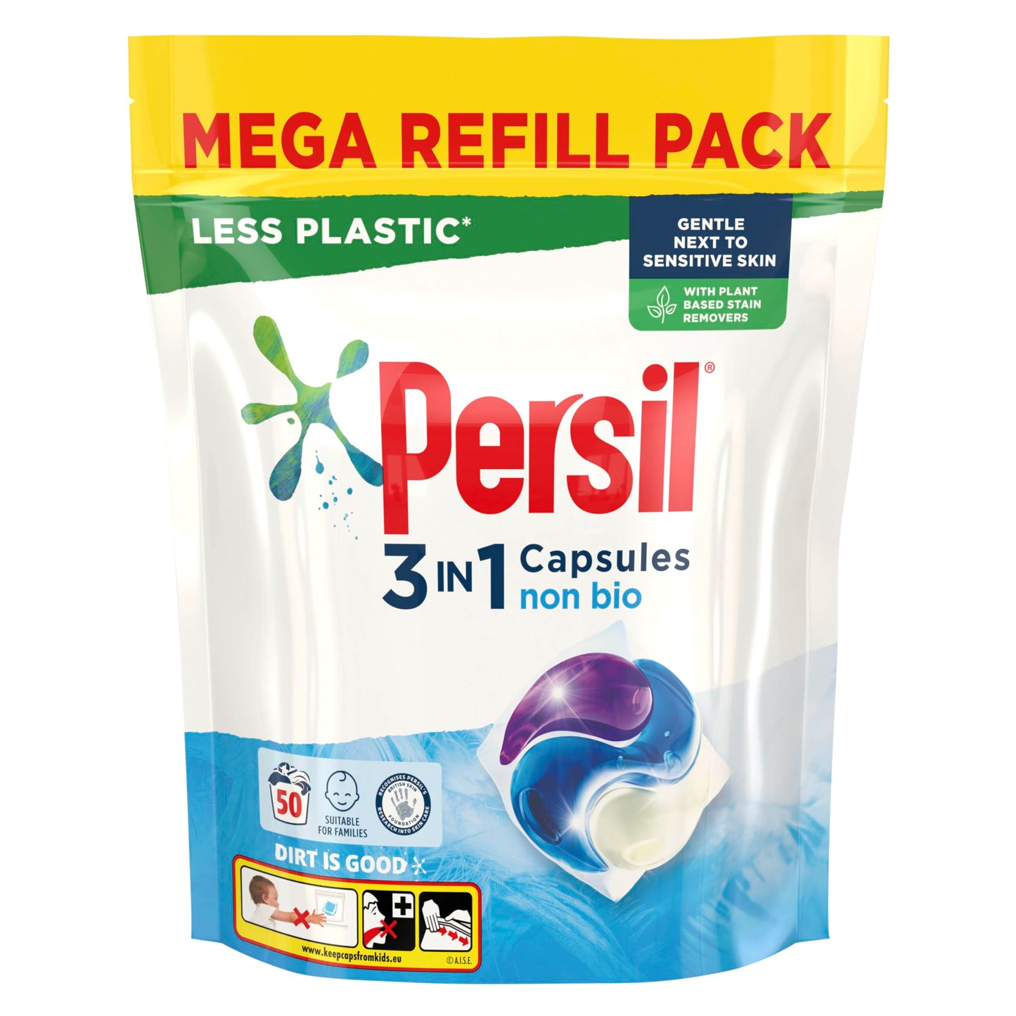 Persil Bio 3 in 1 Washing Capsules 1st time removal of tough stains outstanding stain removal in quick & cold washes 48 washes