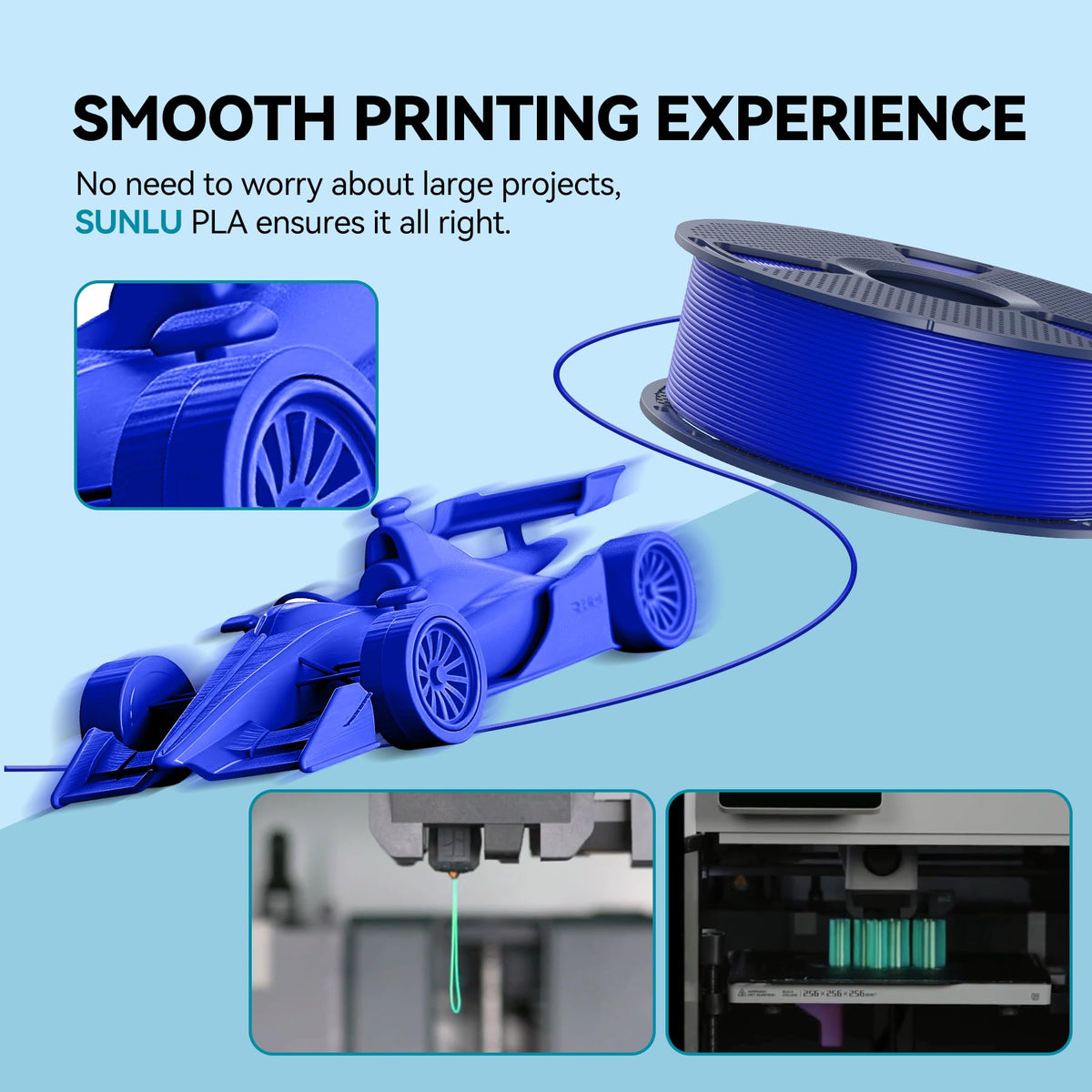 SUNLU PLA Filament 1.75mm Black PLA 1KG, Neatly Wound 3D Printer Filament