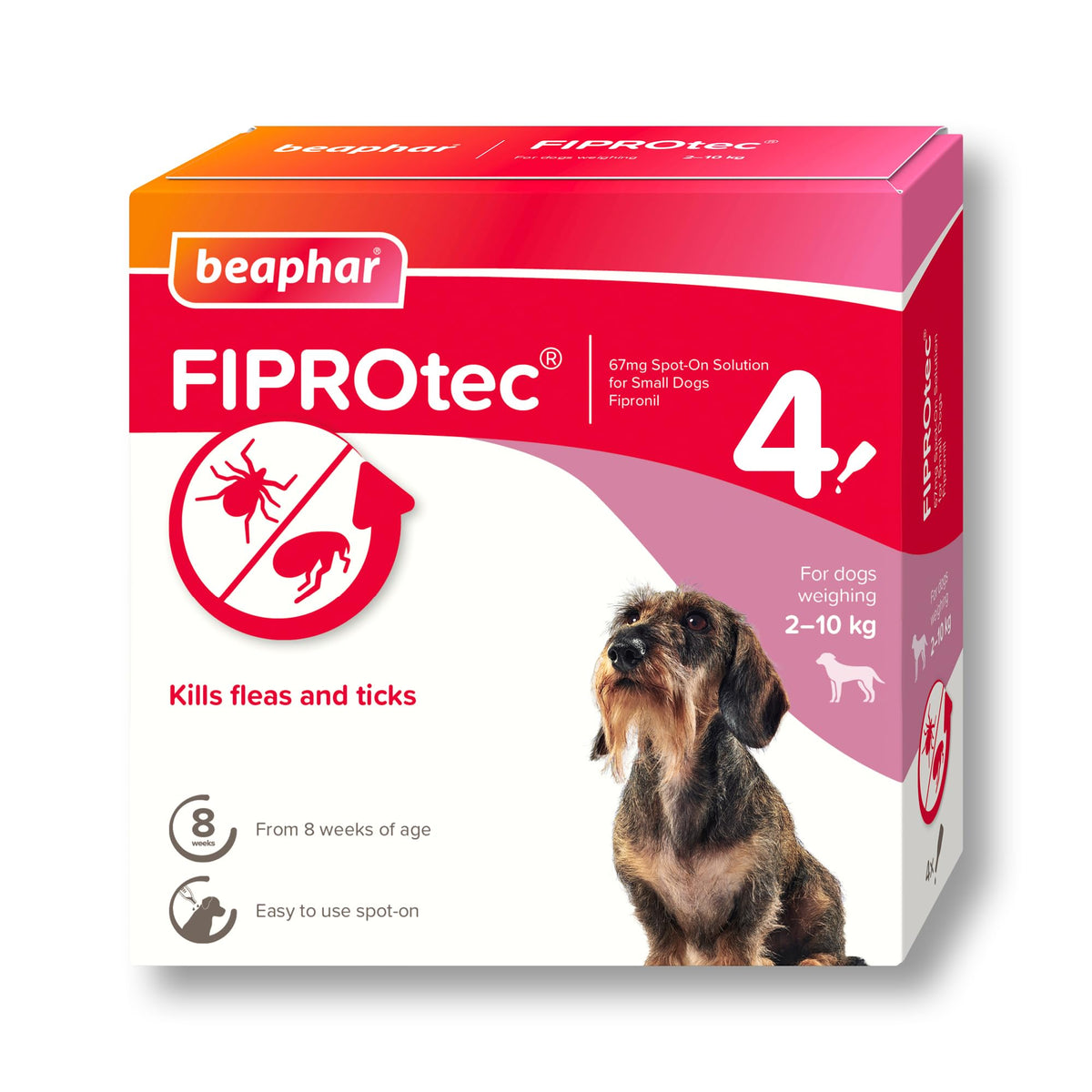 Beaphar - FIPROtec Spot-On Flea & Tick Treatment for Medium Dogs 10-20kg - 6 Pipettes - Kills Fleas & Ticks – Veterinary Medicine - Easy to Apply Monthly - Suitable for Dogs & Puppies from 8 Weeks