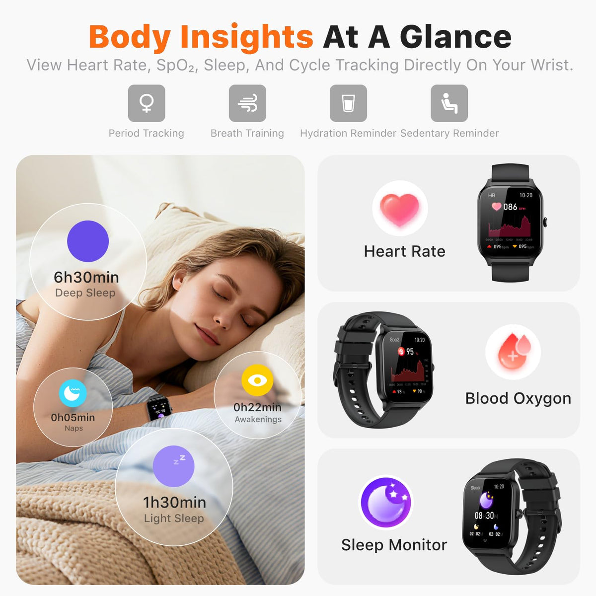 Smart Watch for Women Men - Answer/Make Call, Fitness Tracker Smartwatch for Android iPhone Compatible, Sleep Female Cycle, 120+ Sports Modes Step Counter (Blue, 2 Straps)